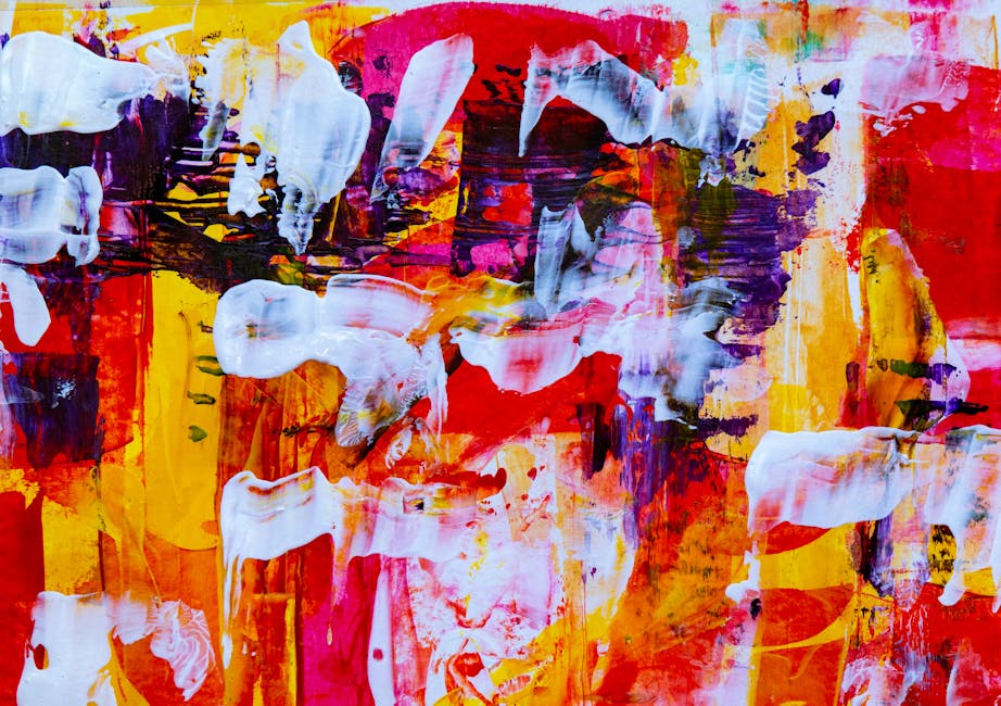 A vibrant mix of colors in an abstract expressionist painting showcasing artistic creativity.