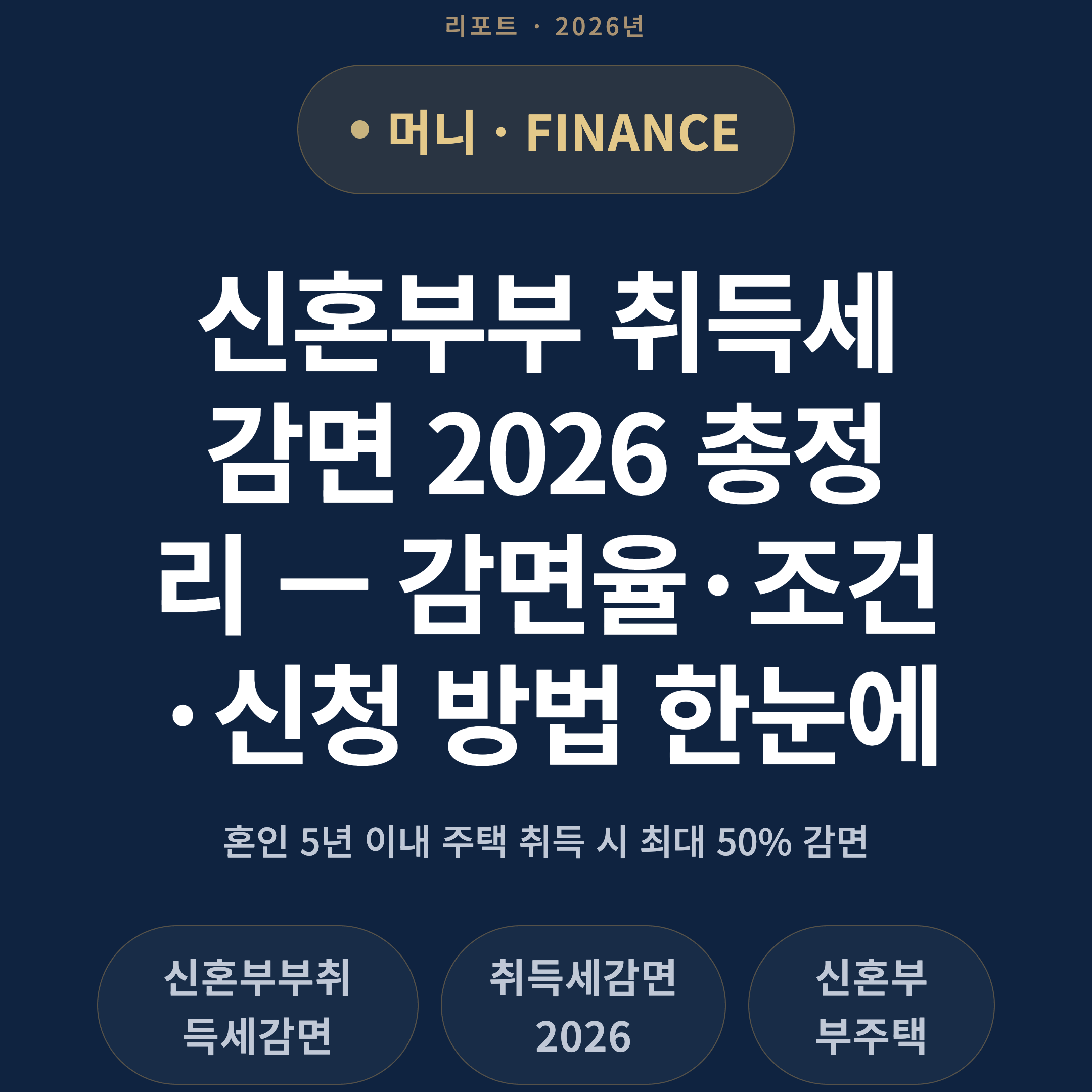 신혼부부 취득세 감면 2026 총정리 — 감면율·조건·신청 방법 한눈에