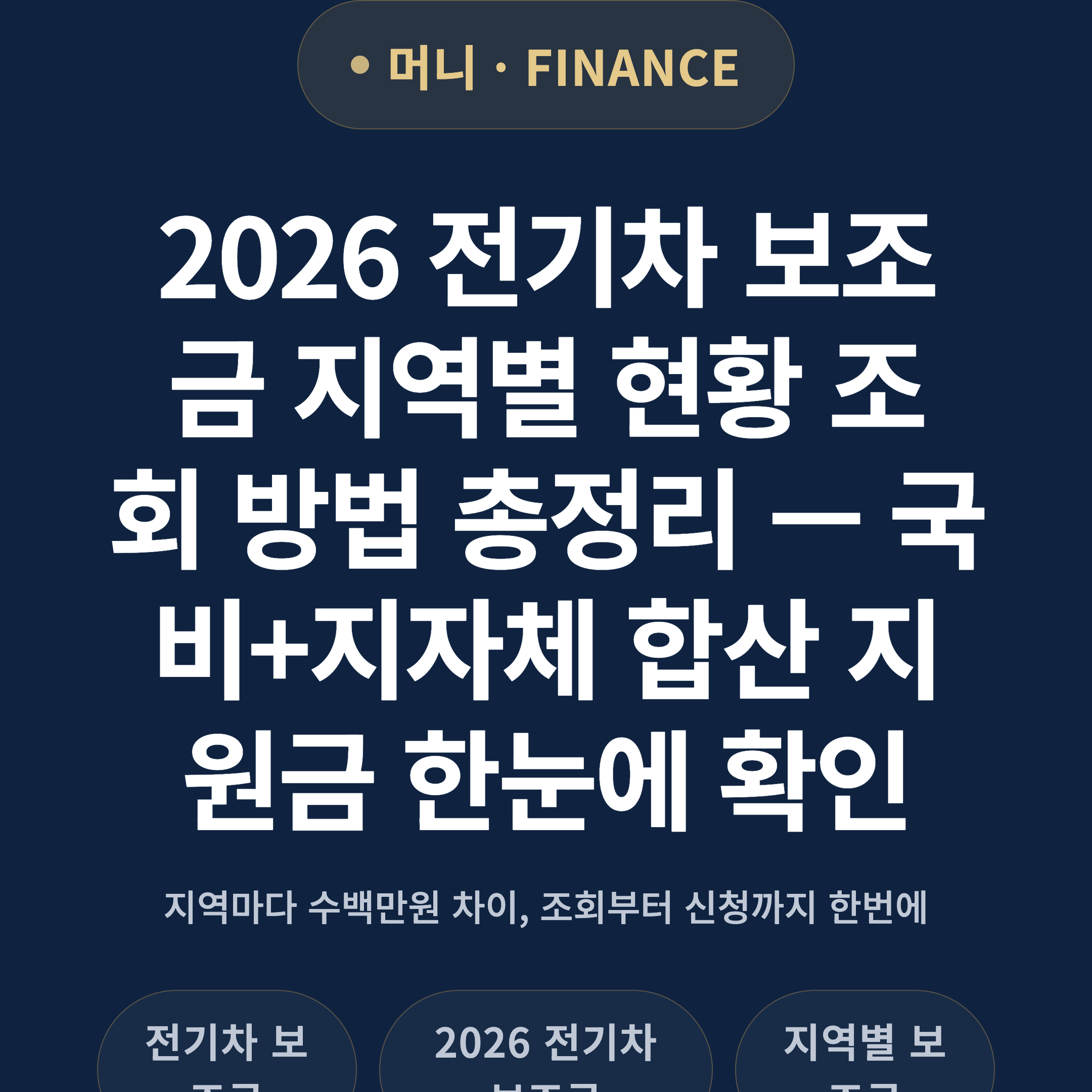 2026 전기차 보조금 지역별 현황 조회 방법 총정리 — 국비+지자체 합산 지원금 한눈에 확인