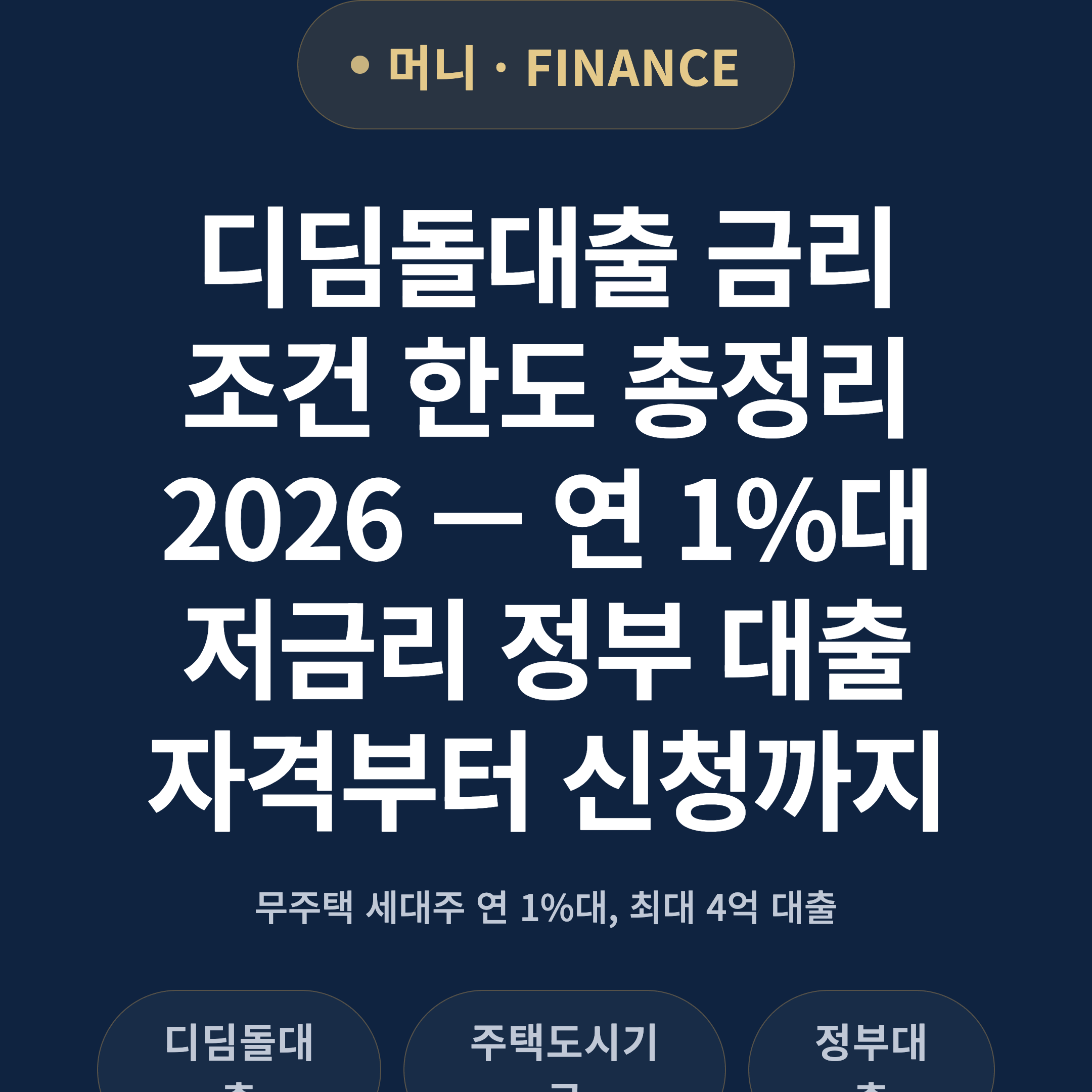 디딤돌대출 금리 조건 한도 총정리 2026 — 연 1%대 저금리 정부 대출 자격부터 신청까지