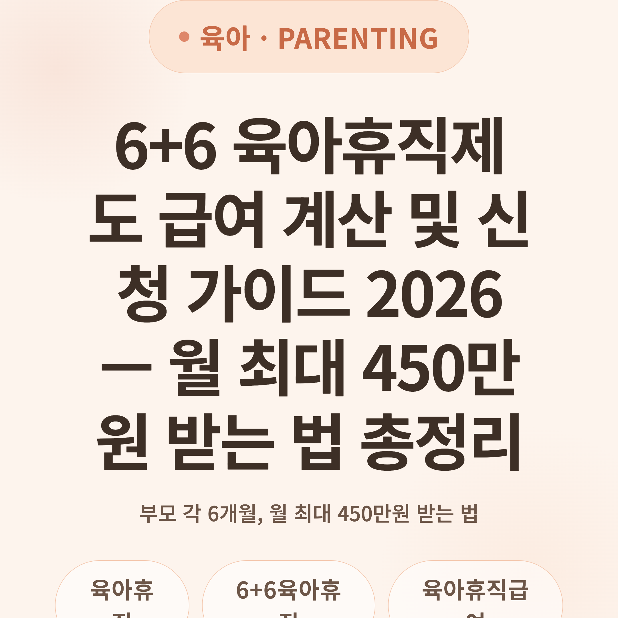 6+6 육아휴직제도 급여 계산 및 신청 가이드 2026 — 월 최대 450만원 받는 법 총정리