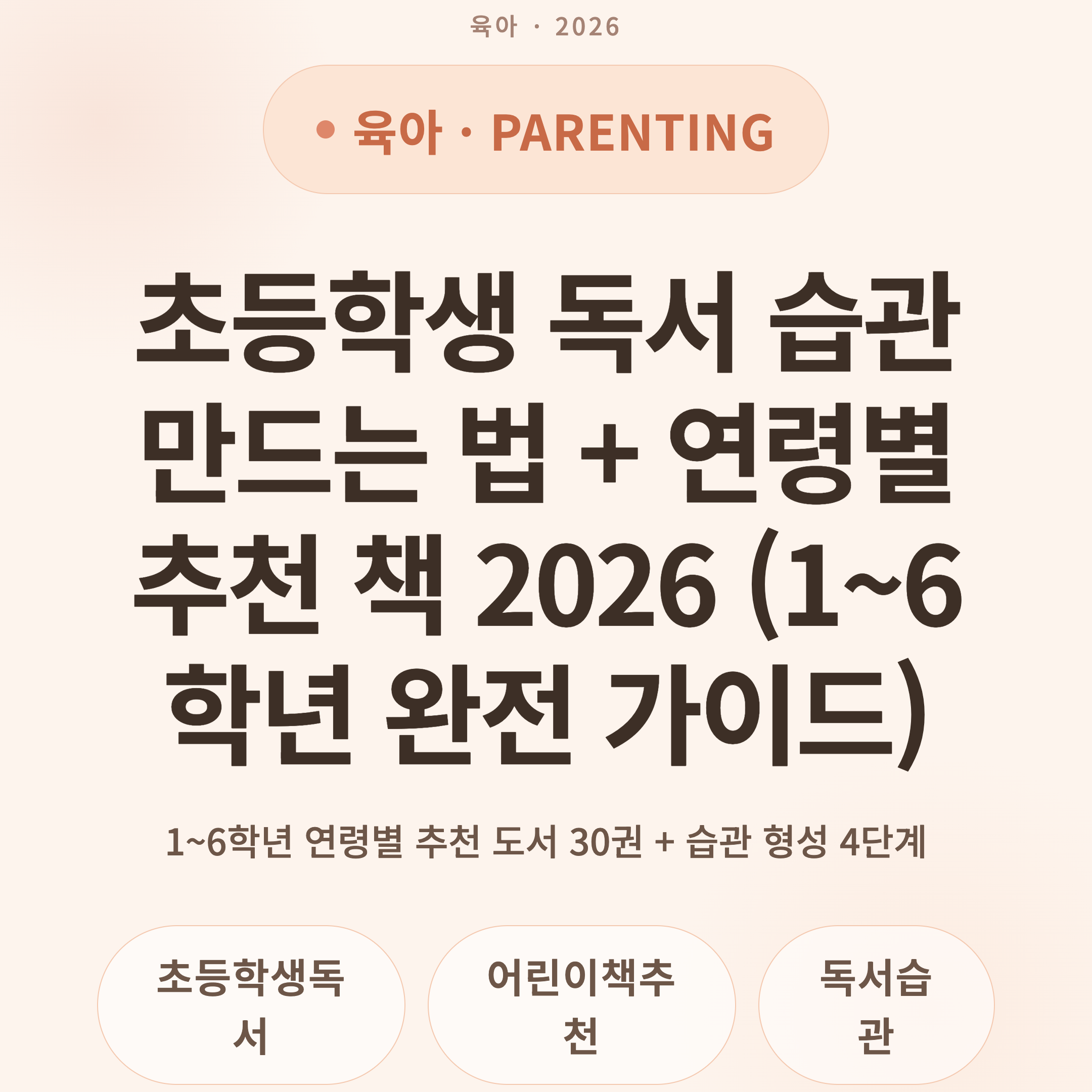 초등학생 독서 습관 만드는 법 + 연령별 추천 책 2026 (1~6학년 완전 가이드)