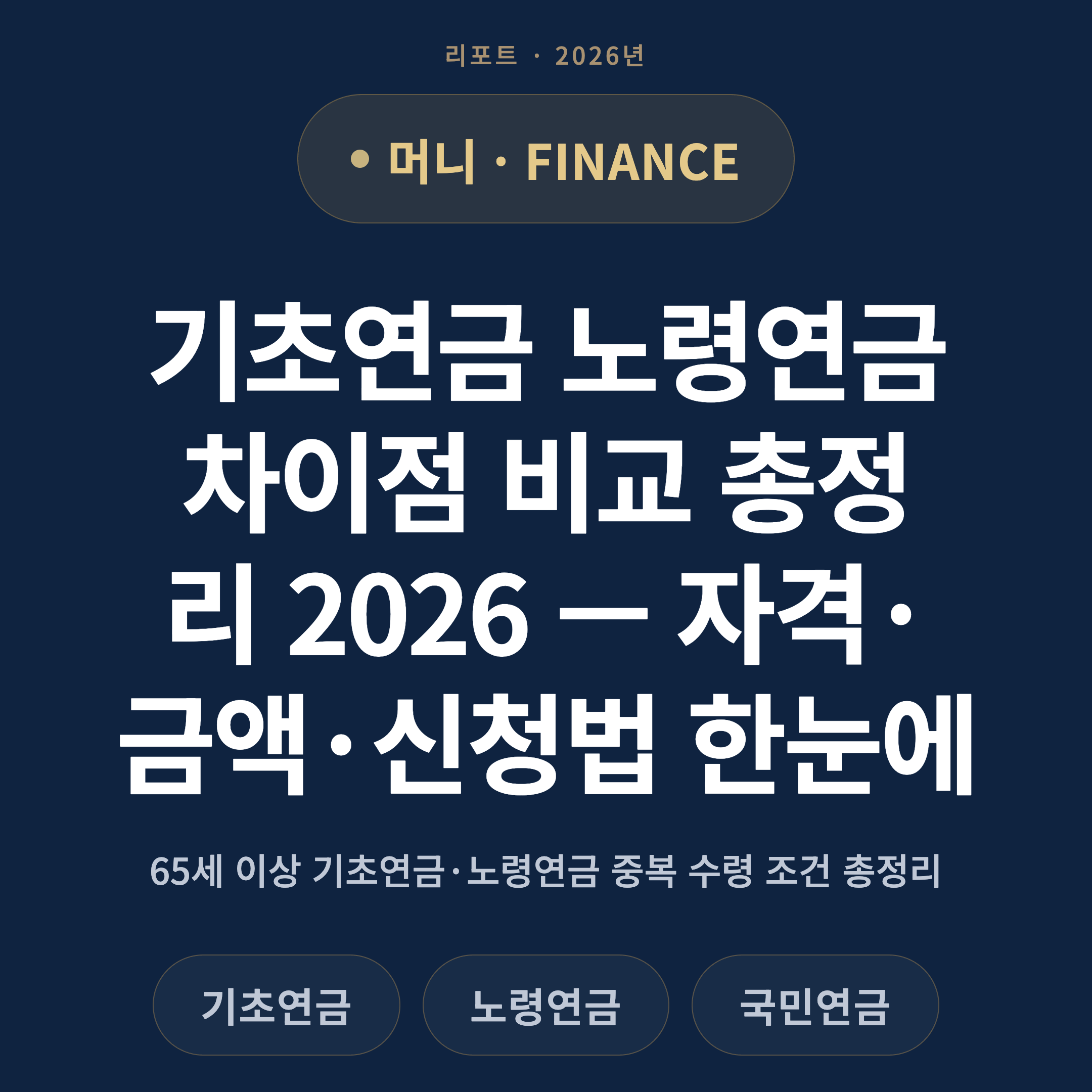 기초연금 노령연금 차이점 비교 총정리 2026 — 자격·금액·신청법 한눈에