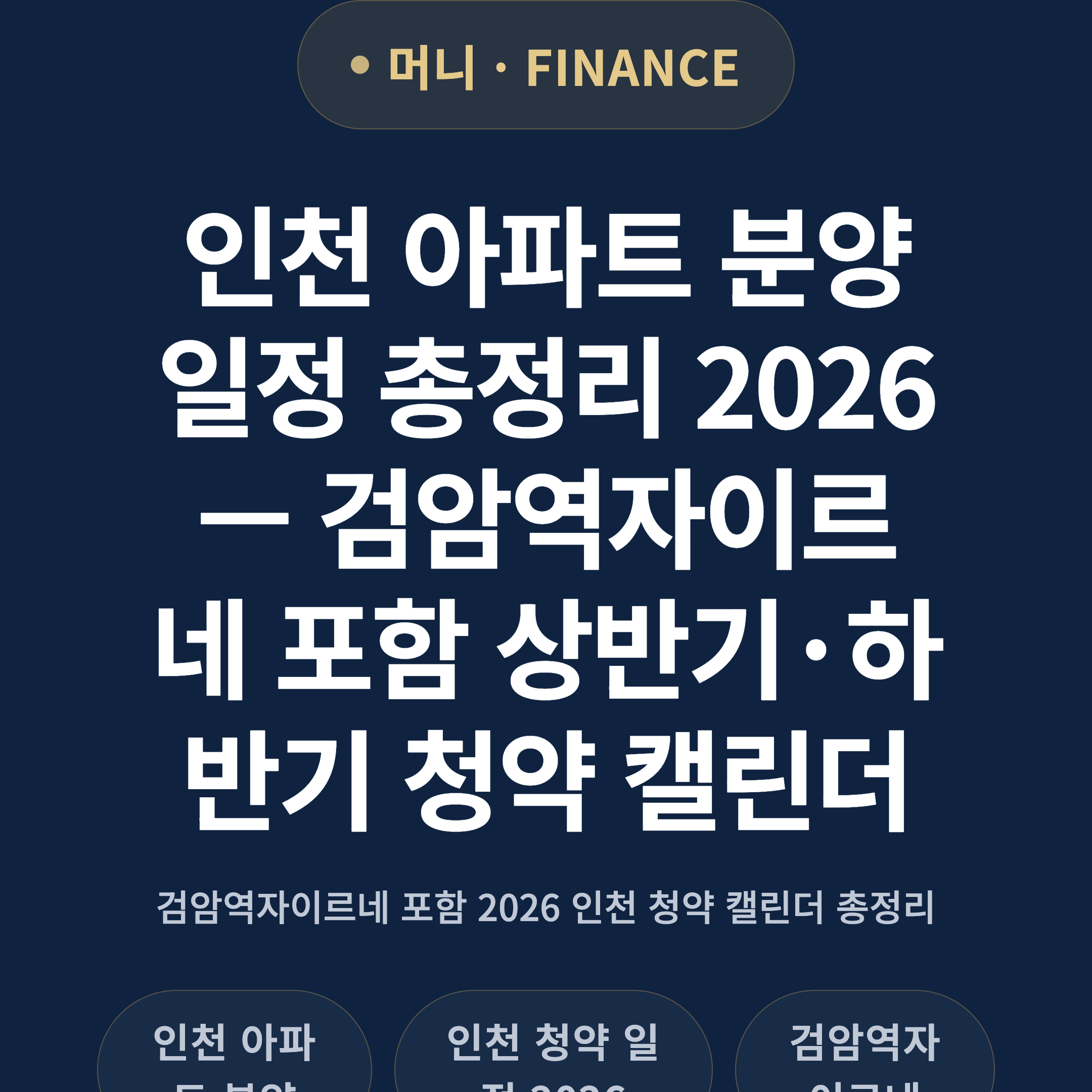 인천 아파트 분양 일정 총정리 2026 — 검암역자이르네 포함 상반기·하반기 청약 캘린더