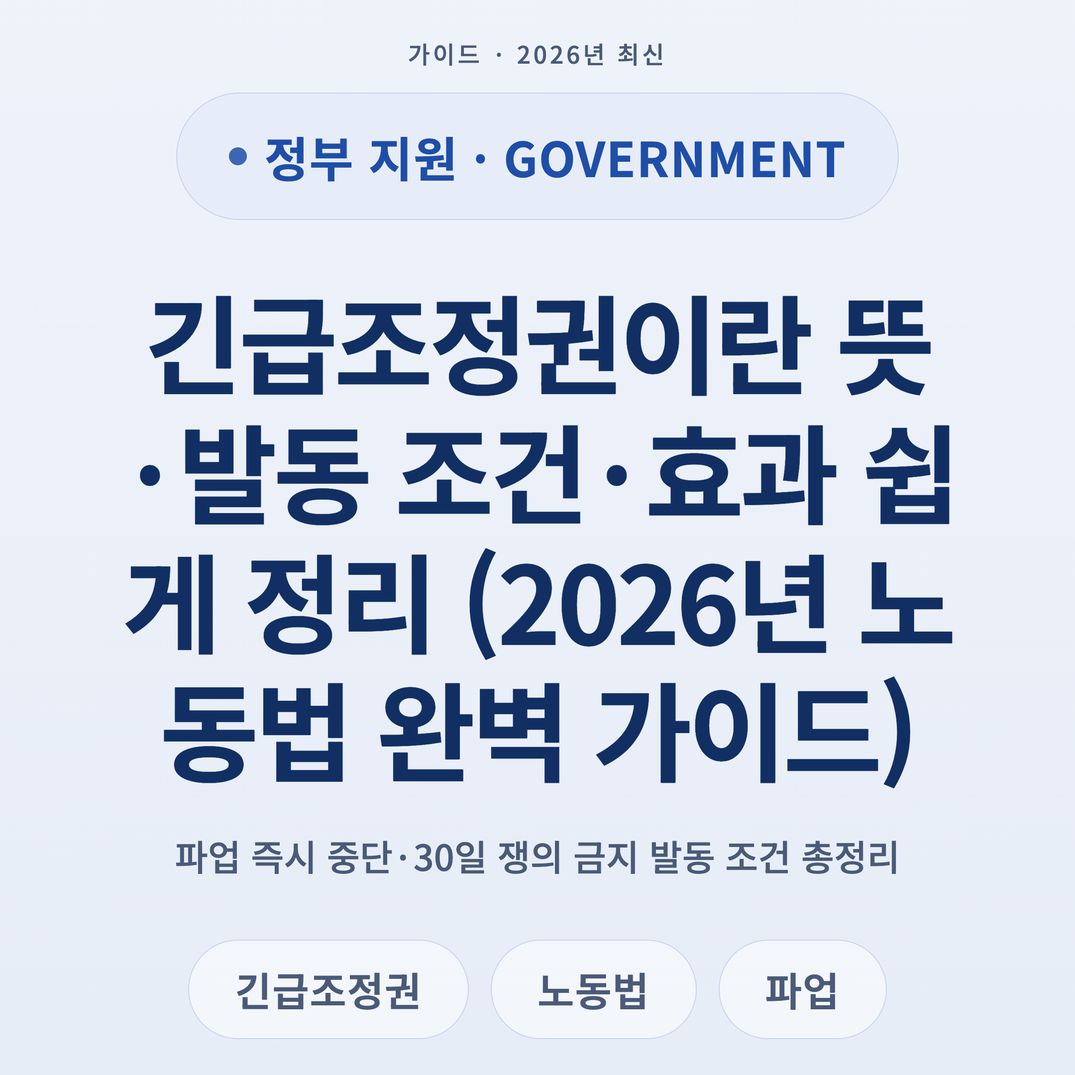 긴급조정권이란 뜻·발동 조건·효과 쉽게 정리 (2026년 노동법 완벽 가이드)