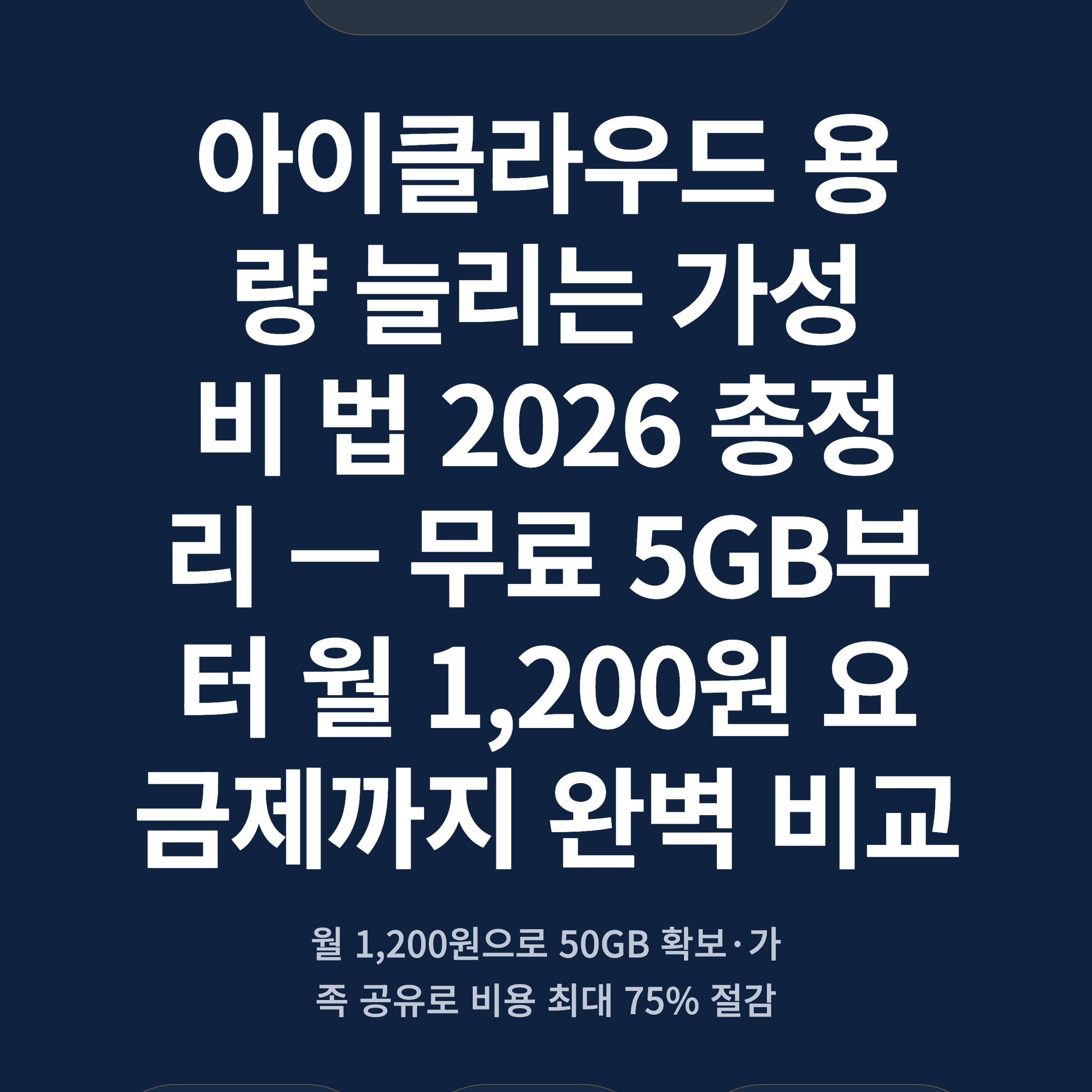 아이클라우드 용량 늘리는 가성비 법 2026 총정리 — 무료 5GB부터 월 1,200원 요금제까지 완벽 비교