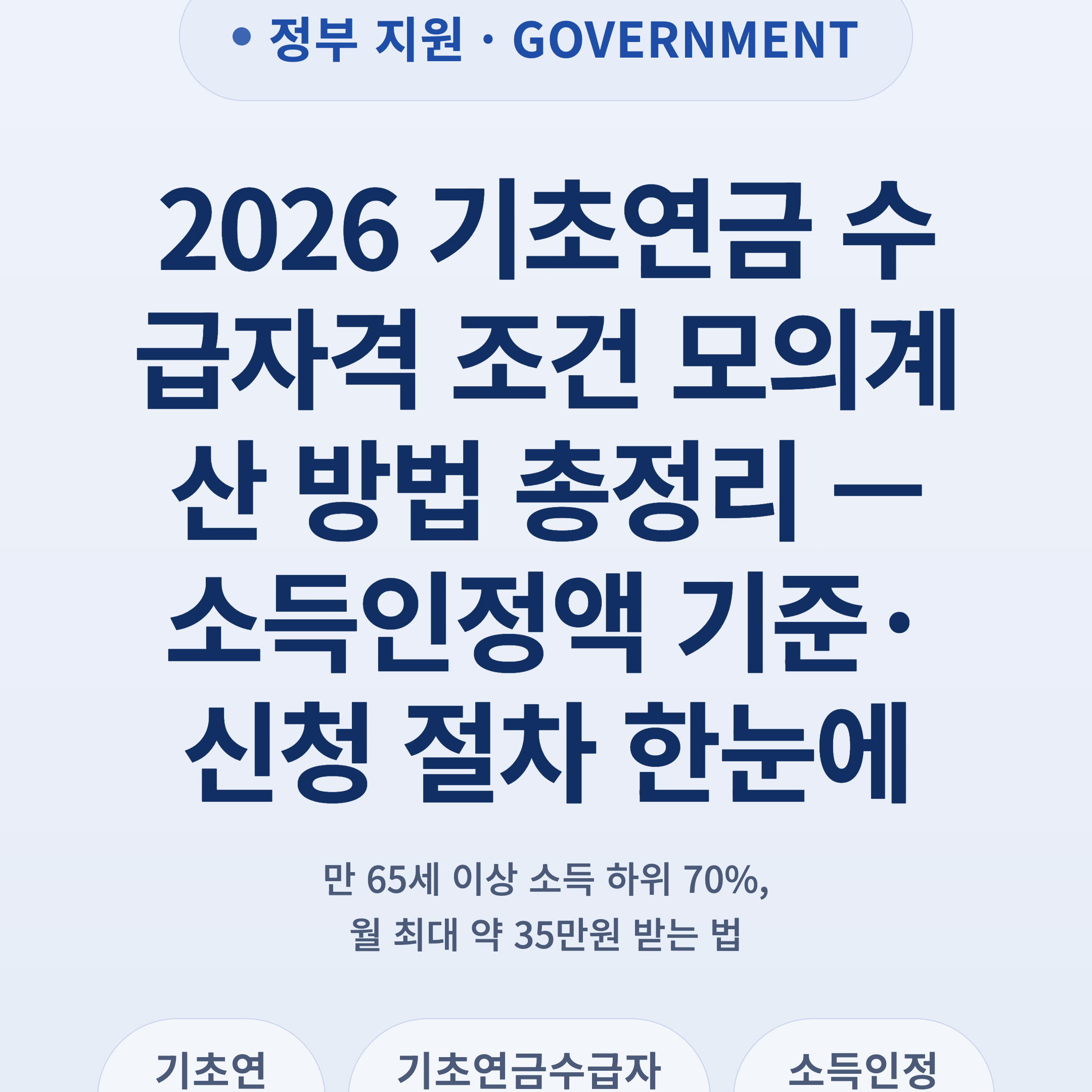 2026 기초연금 수급자격 조건 모의계산 방법 총정리 — 소득인정액 기준·신청 절차 한눈에
