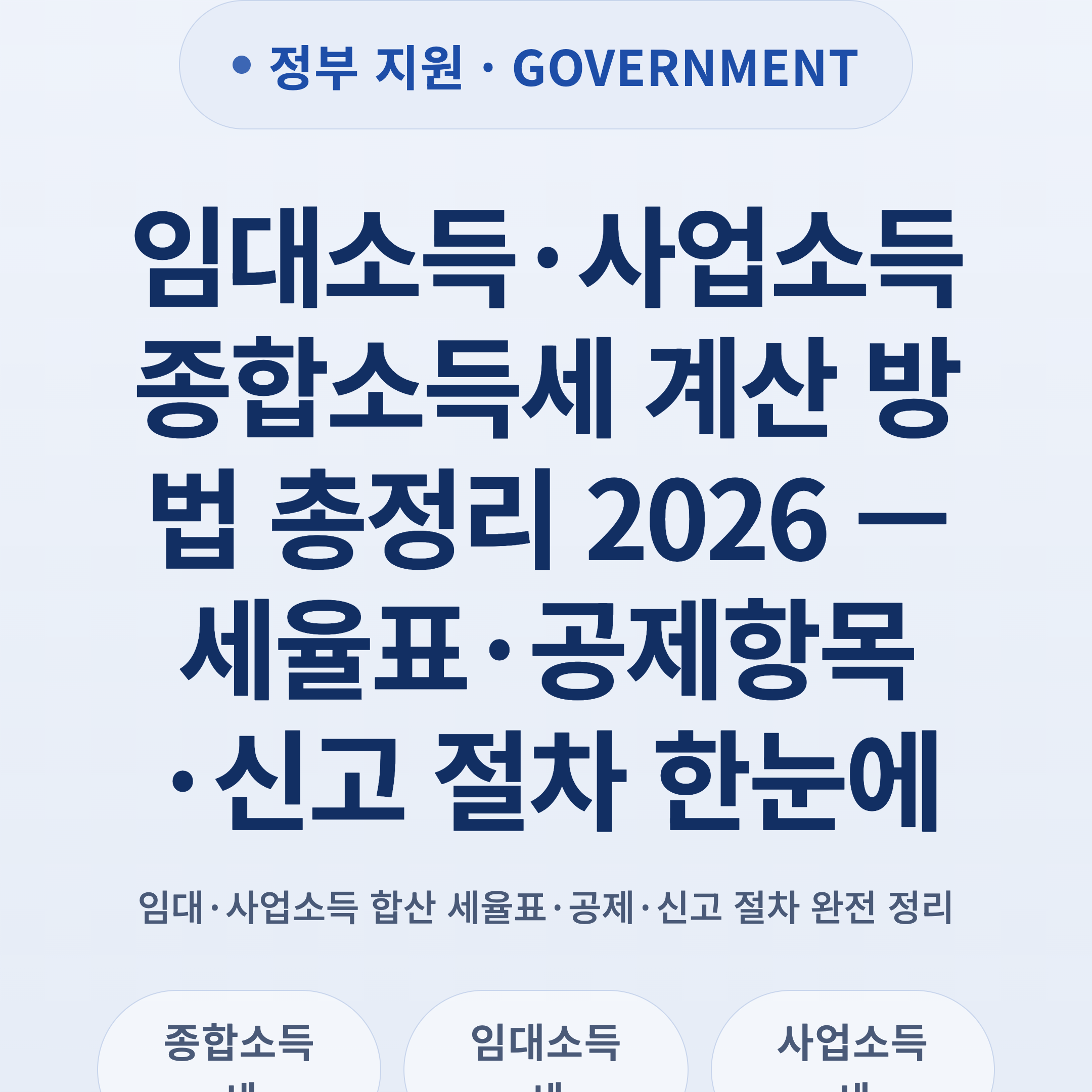 임대소득·사업소득 종합소득세 계산 방법 총정리 2026 — 세율표·공제항목·신고 절차 한눈에