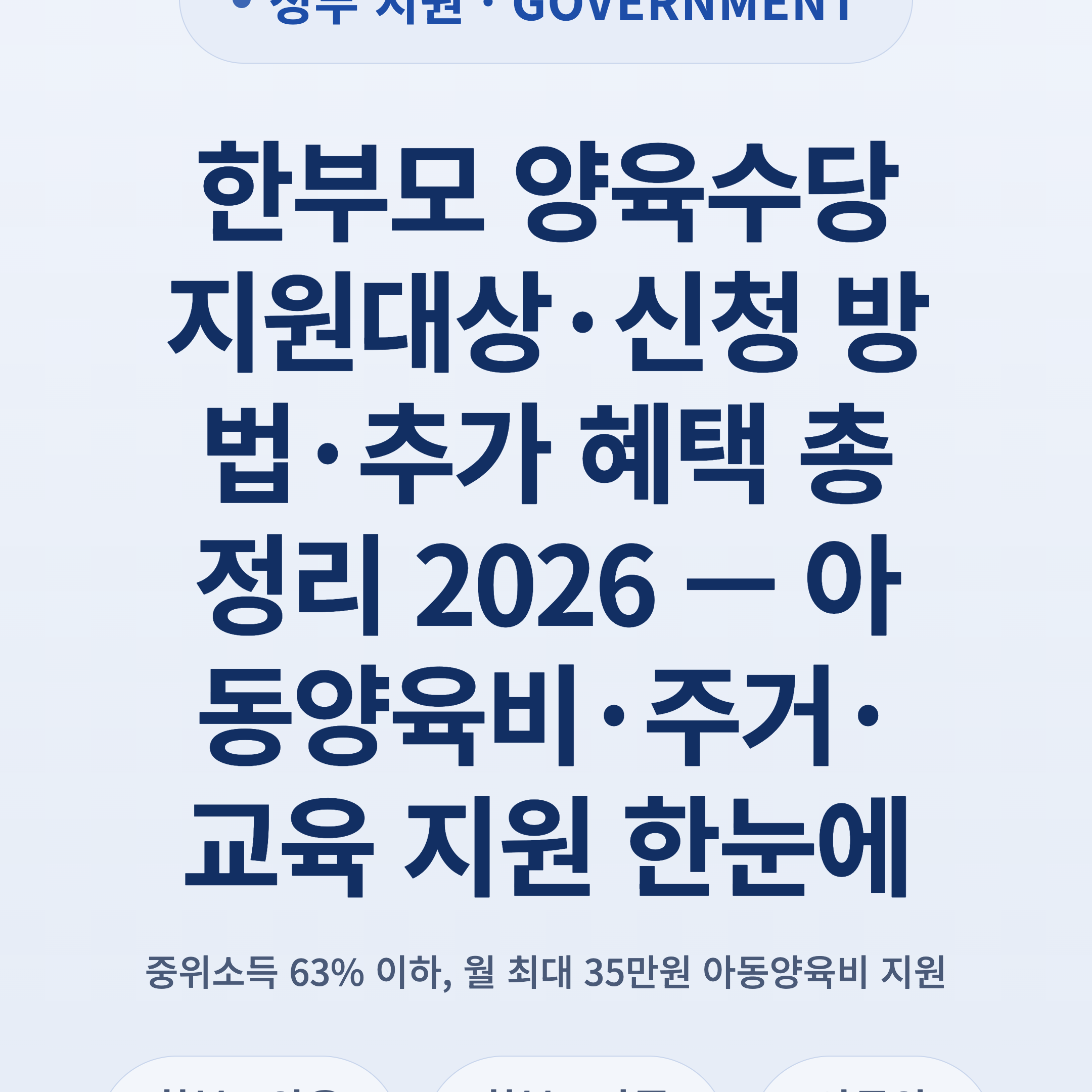 한부모 양육수당 지원대상·신청 방법·추가 혜택 총정리 2026 — 아동양육비·주거·교육 지원 한눈에