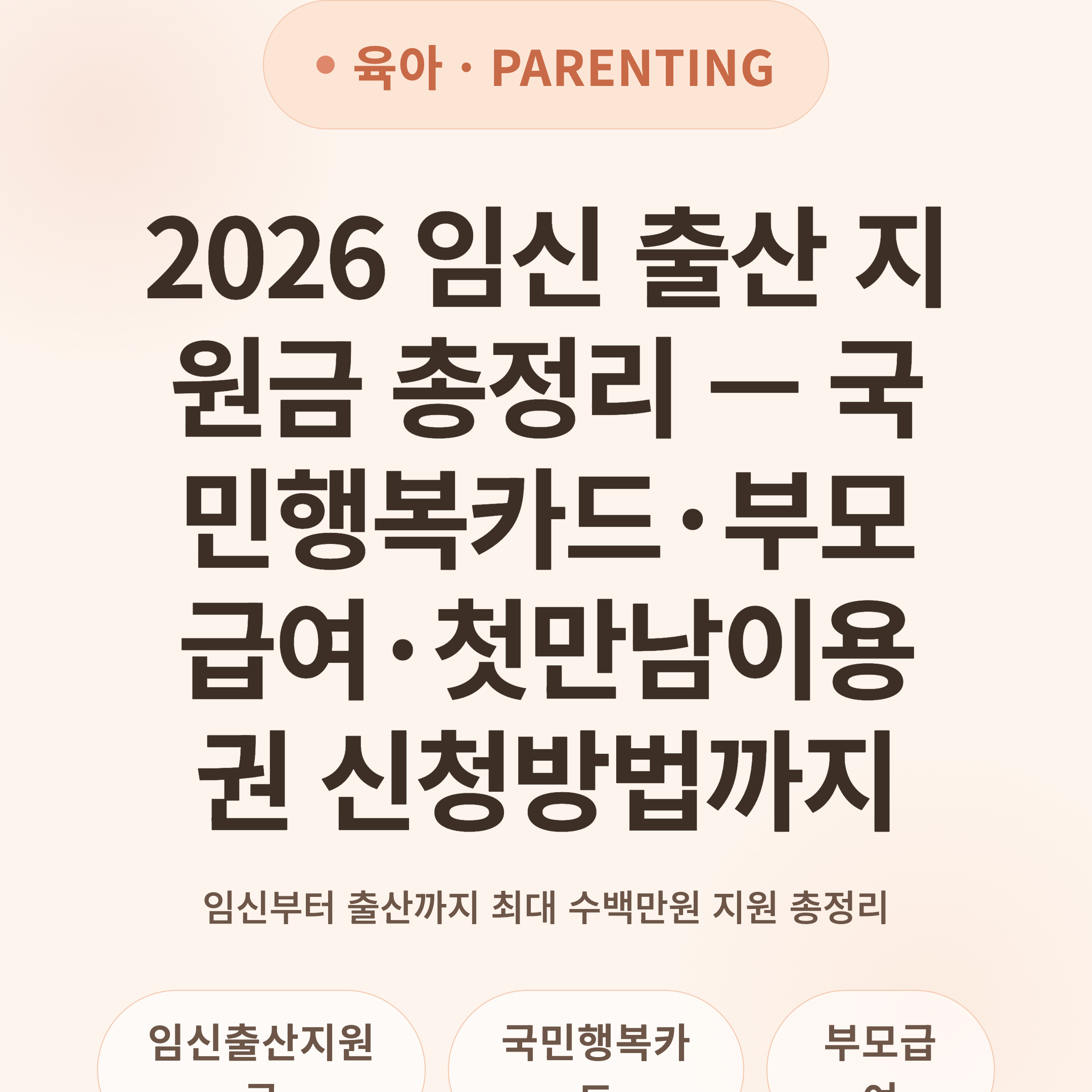 2026 임신 출산 지원금 총정리 — 국민행복카드·부모급여·첫만남이용권 신청방법까지