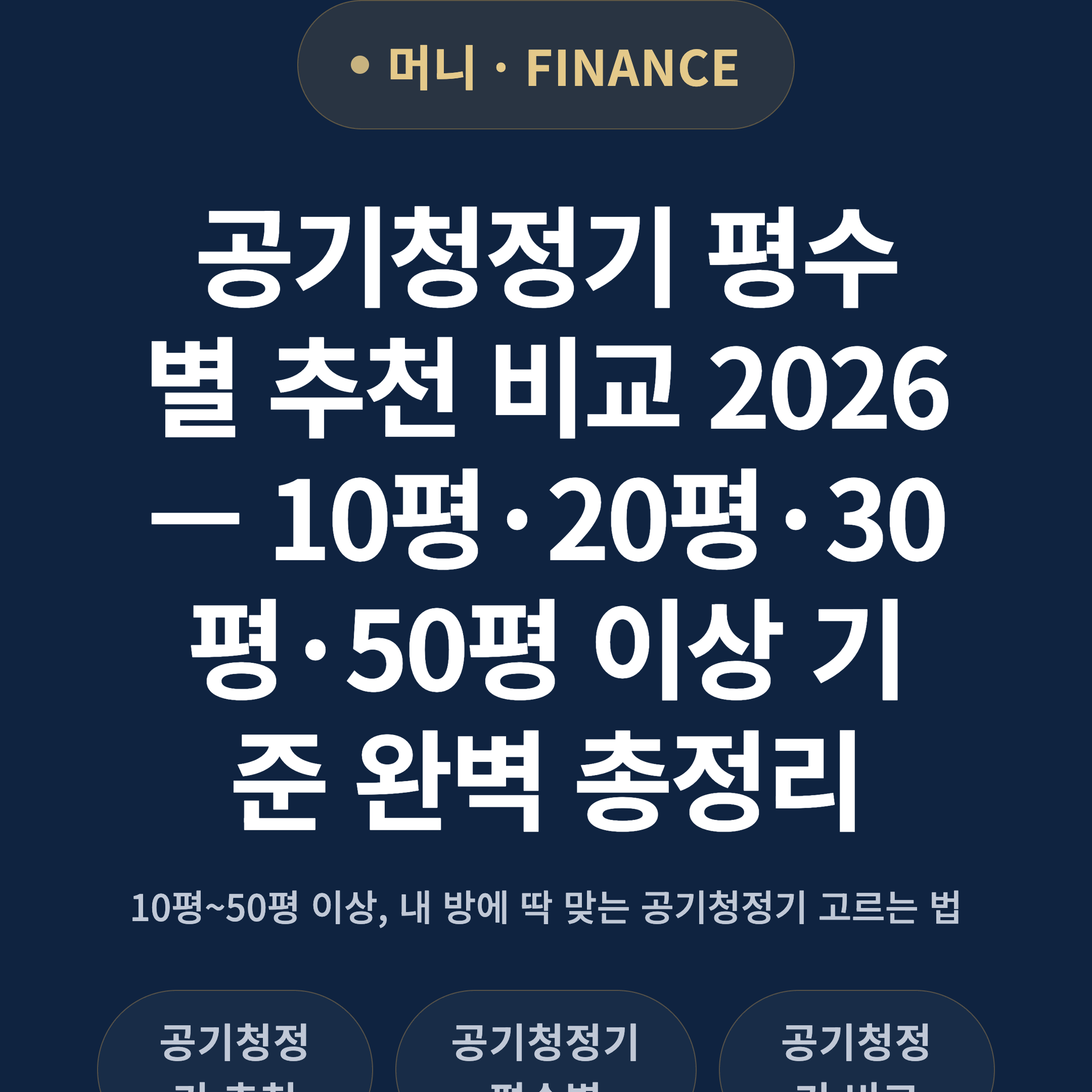 공기청정기 평수별 추천 비교 2026 — 10평·20평·30평·50평 이상 기준 완벽 총정리