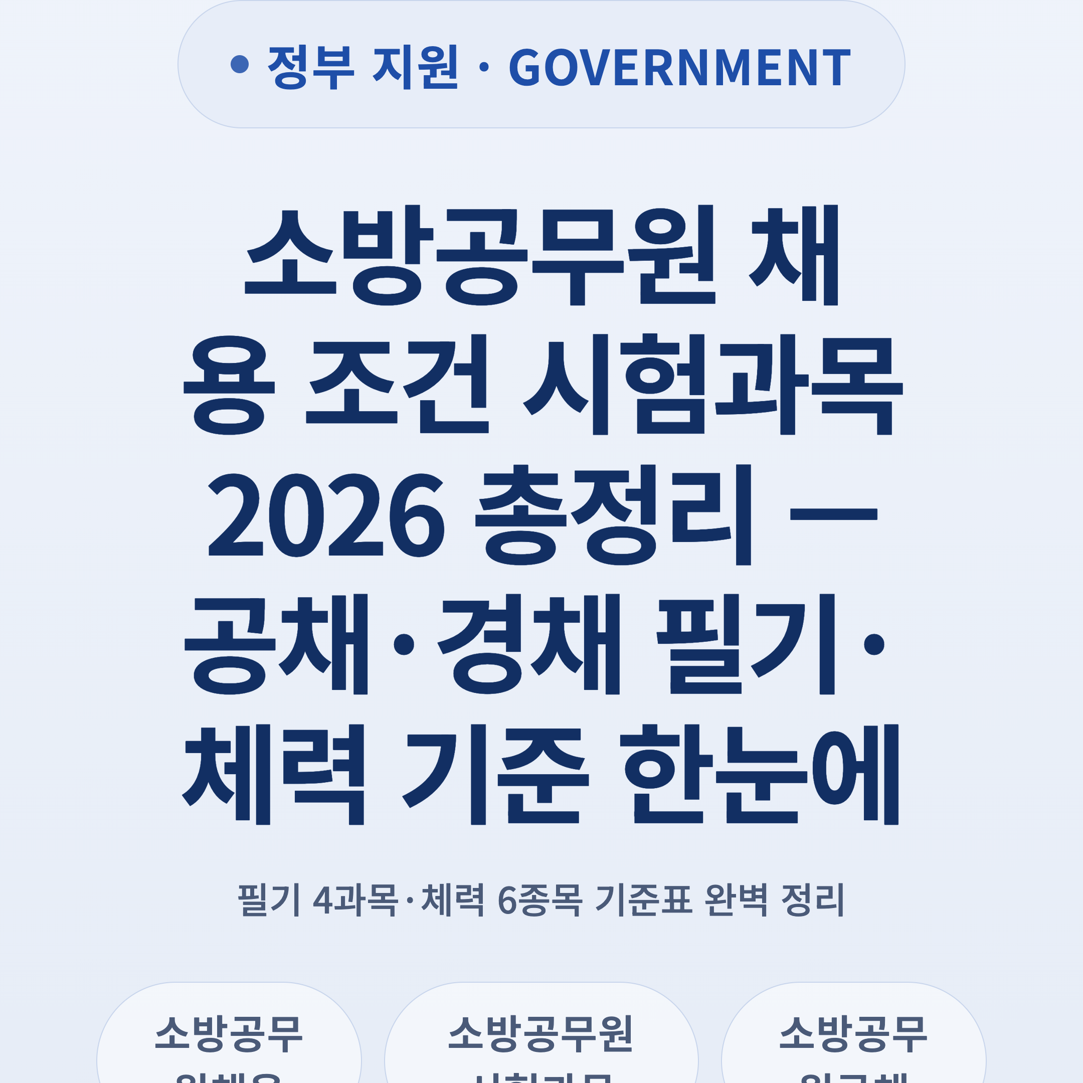 소방공무원 채용 조건 시험과목 2026 총정리 — 공채·경채 필기·체력 기준 한눈에