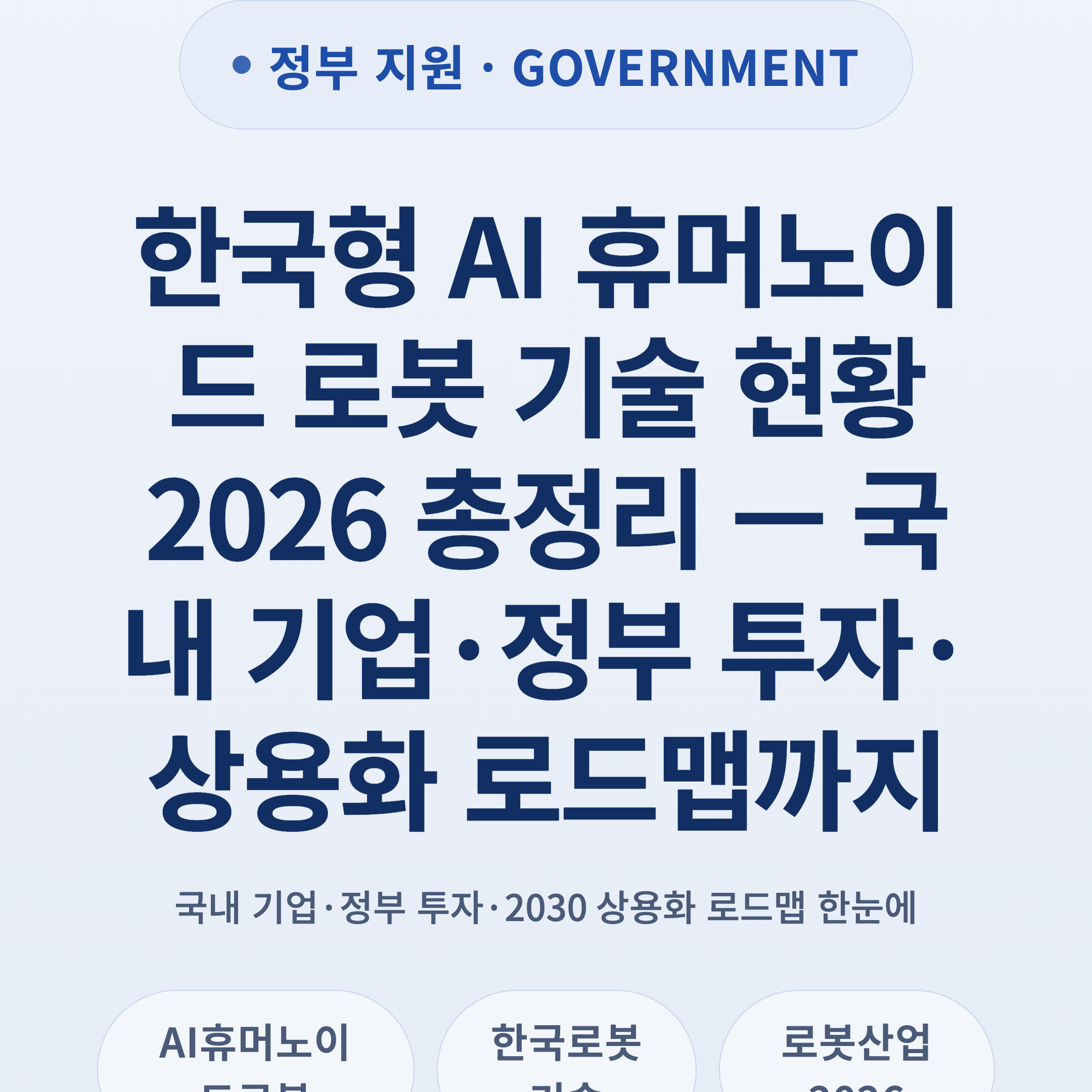 한국형 AI 휴머노이드 로봇 기술 현황 2026 총정리 — 국내 기업·정부 투자·상용화 로드맵까지