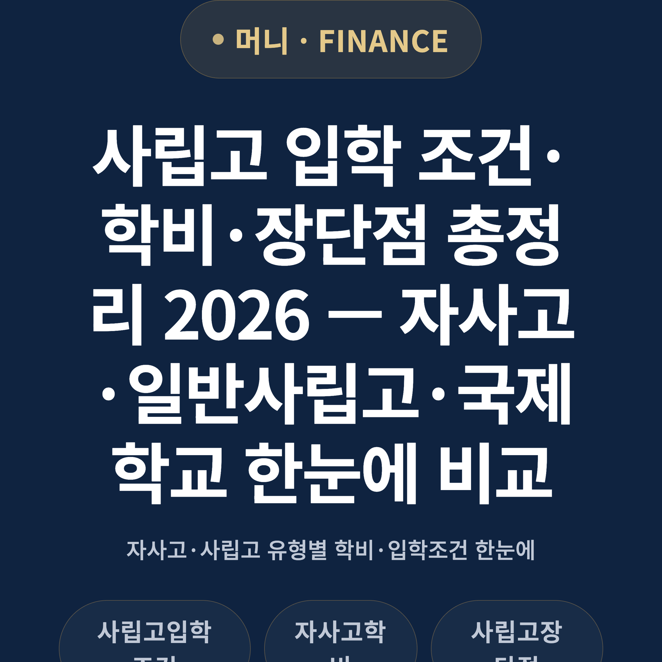 사립고 입학 조건·학비·장단점 총정리 2026 — 자사고·일반사립고·국제학교 한눈에 비교