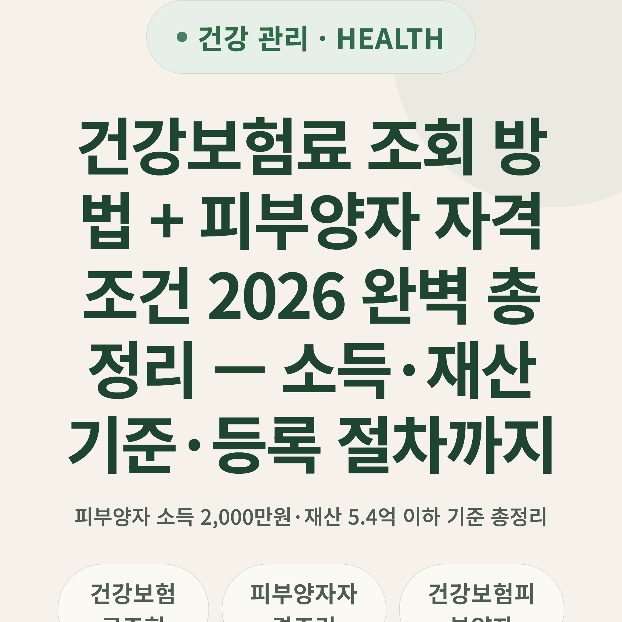 건강보험료 조회 방법 + 피부양자 자격 조건 2026 완벽 총정리 — 소득·재산 기준·등록 절차까지
