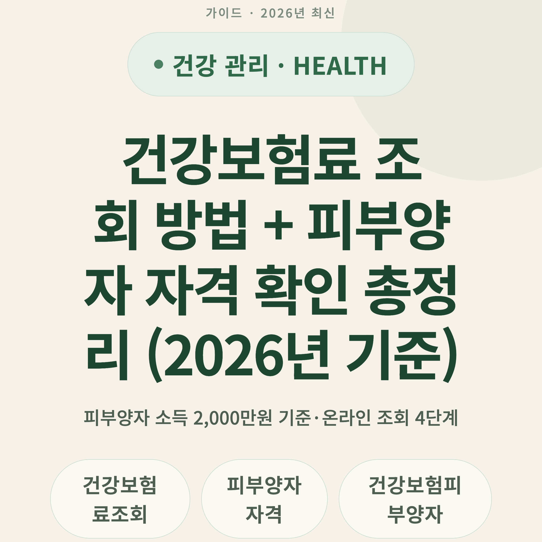 건강보험료 조회 방법 + 피부양자 자격 확인 총정리 (2026년 기준)