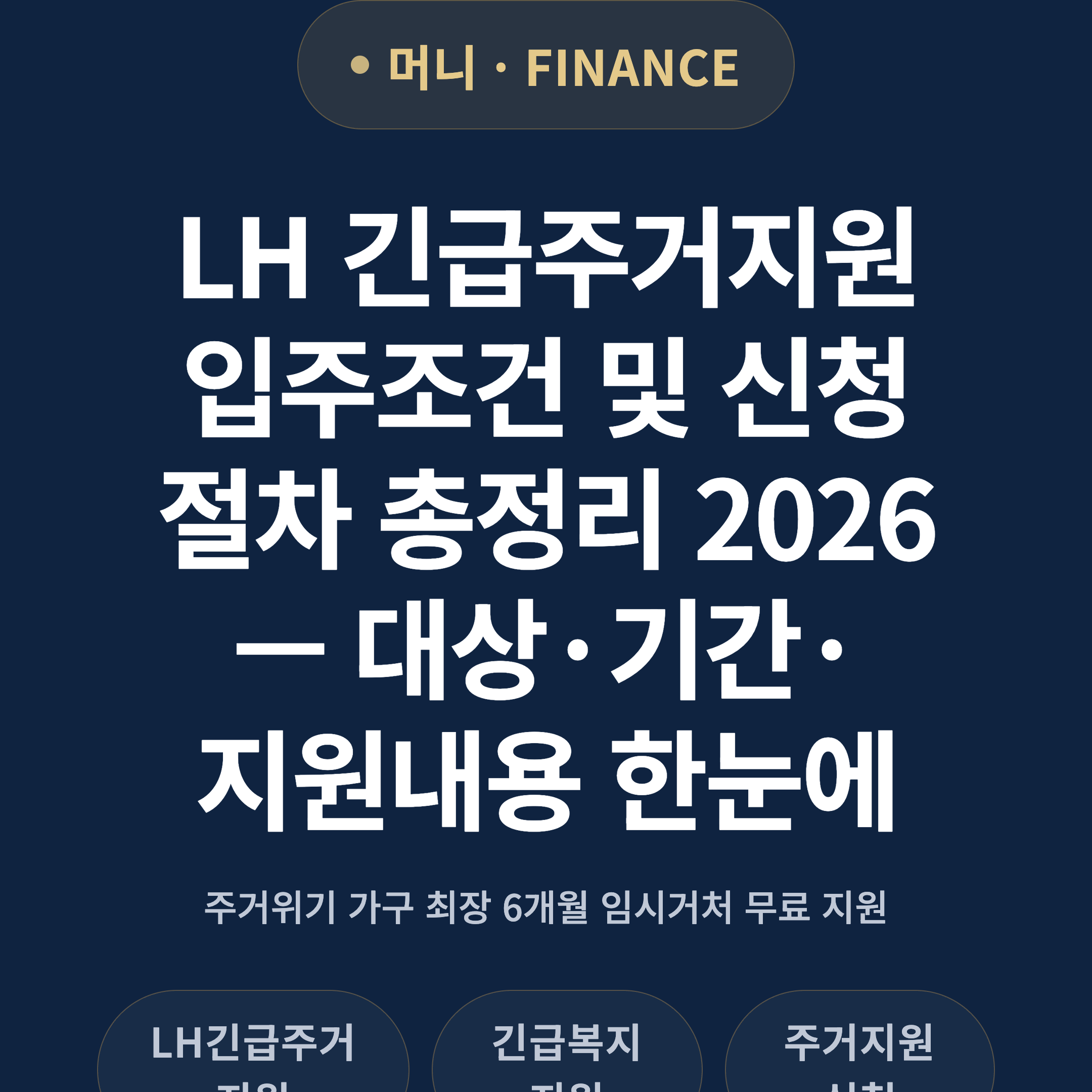 LH 긴급주거지원 입주조건 및 신청절차 총정리 2026 — 대상·기간·지원내용 한눈에
