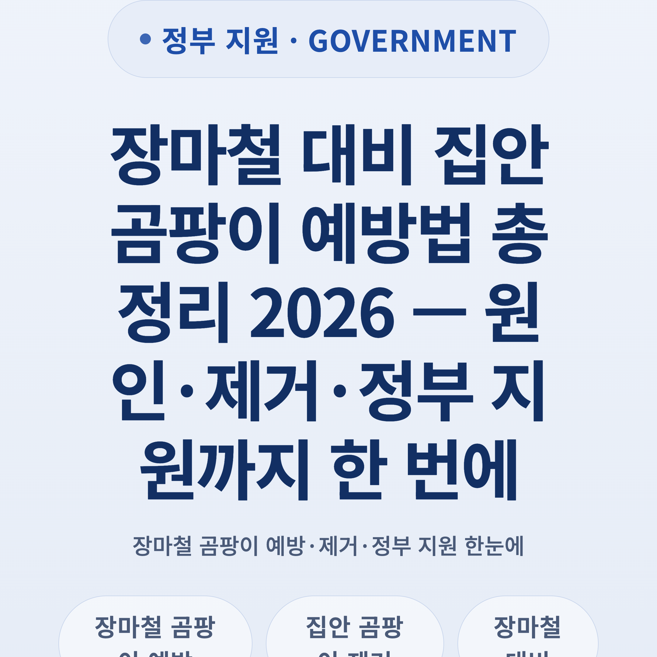 장마철 대비 집안 곰팡이 예방법 총정리 2026 — 원인·제거·정부 지원까지 한 번에