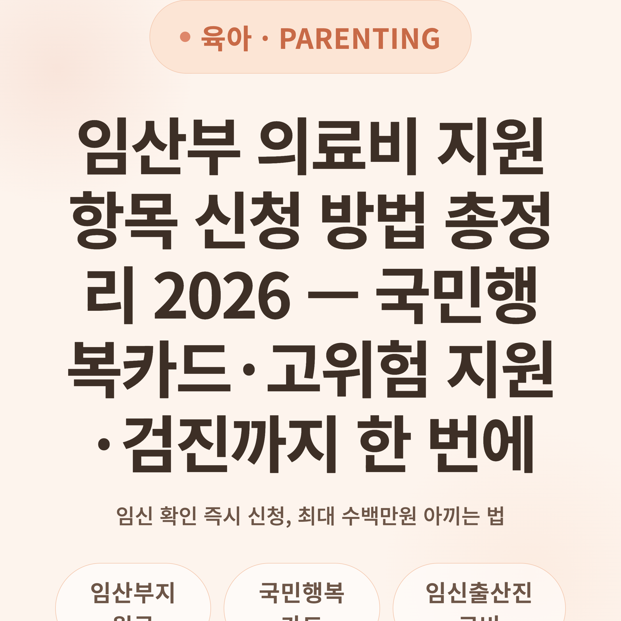 임산부 의료비 지원 항목 신청 방법 총정리 2026 — 국민행복카드·고위험 지원·검진까지 한 번에