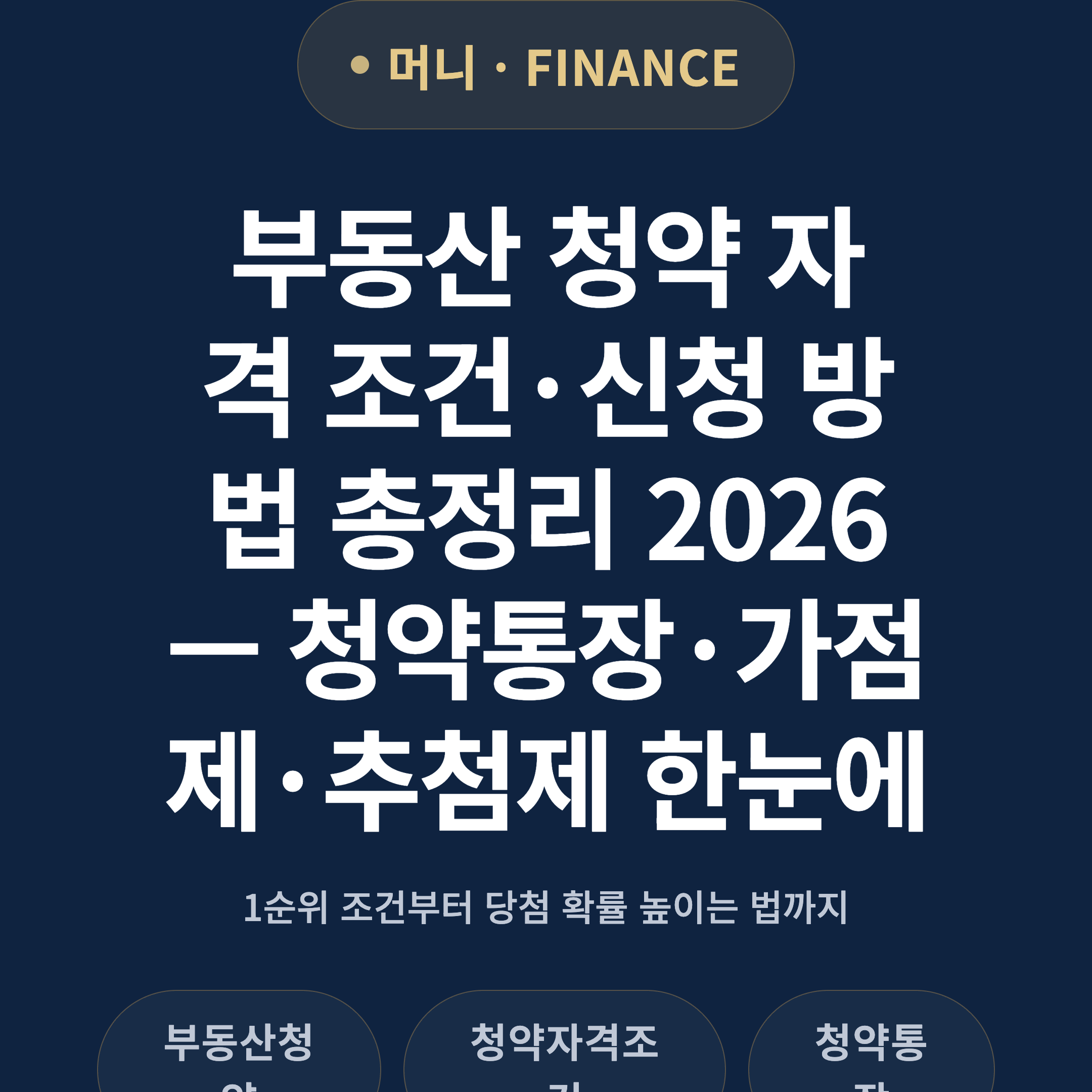 부동산 청약 자격 조건·신청 방법 총정리 2026 — 청약통장·가점제·추첨제 한눈에