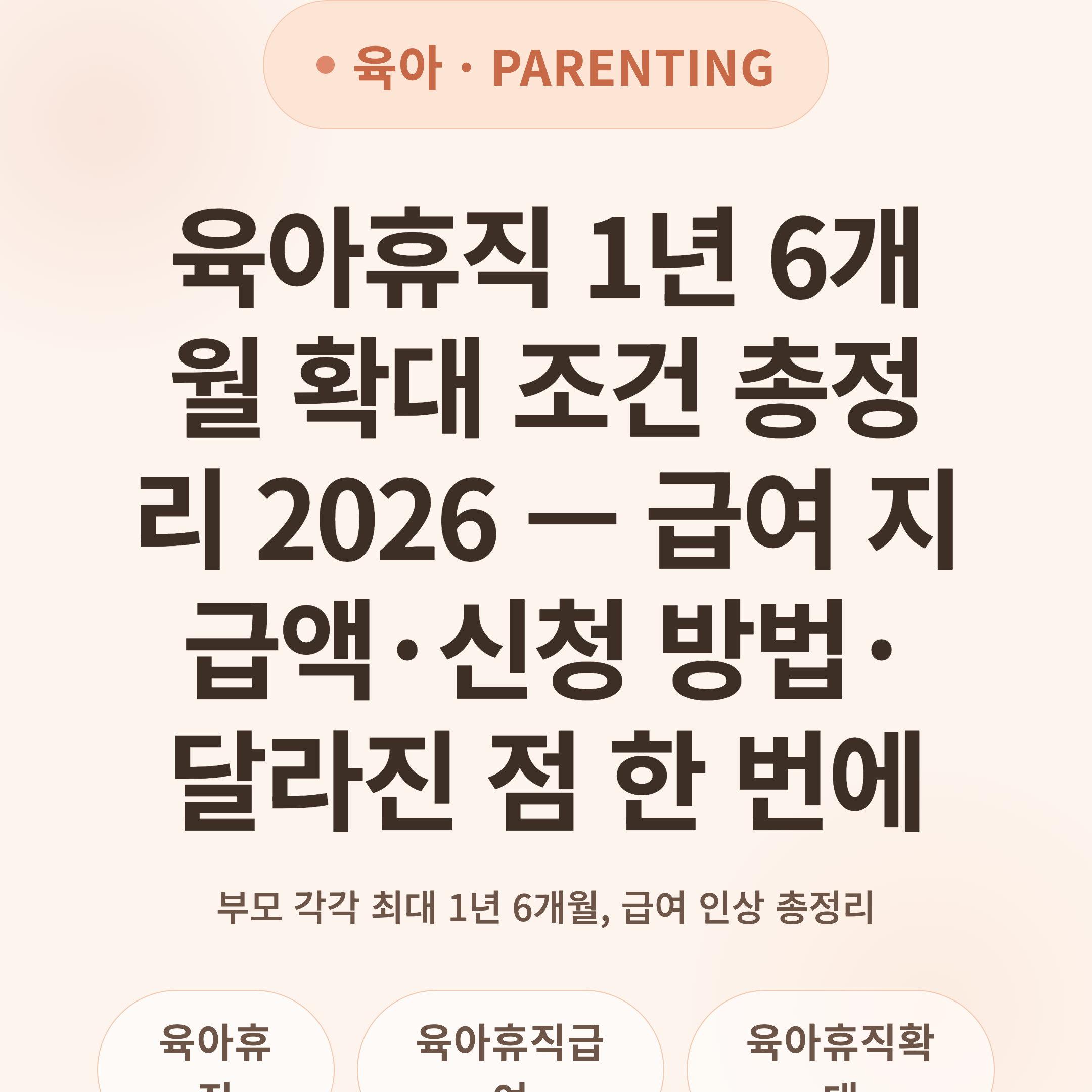 육아휴직 1년 6개월 확대 조건 총정리 2026 — 급여 지급액·신청 방법·달라진 점 한 번에