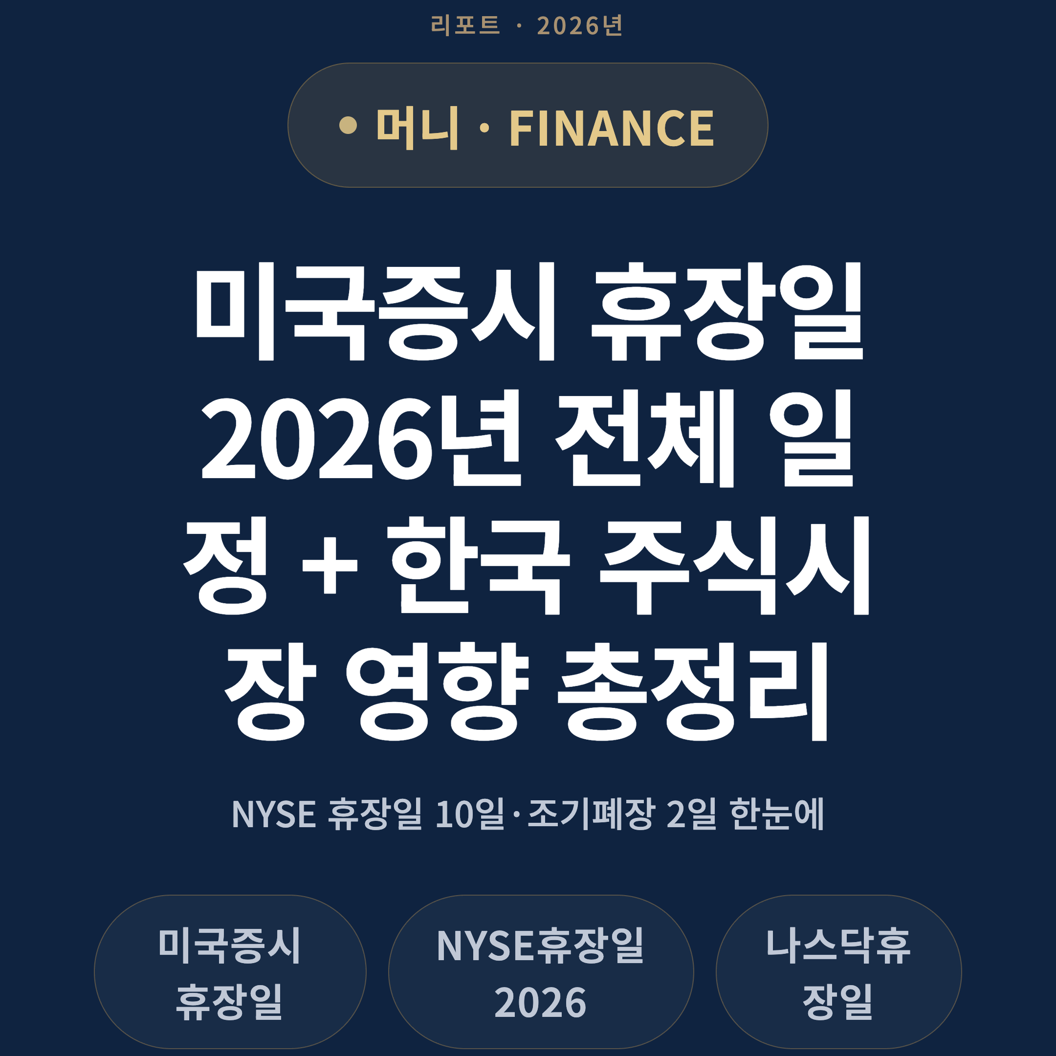 미국증시 휴장일 2026년 전체 일정 + 한국 주식시장 영향 총정리