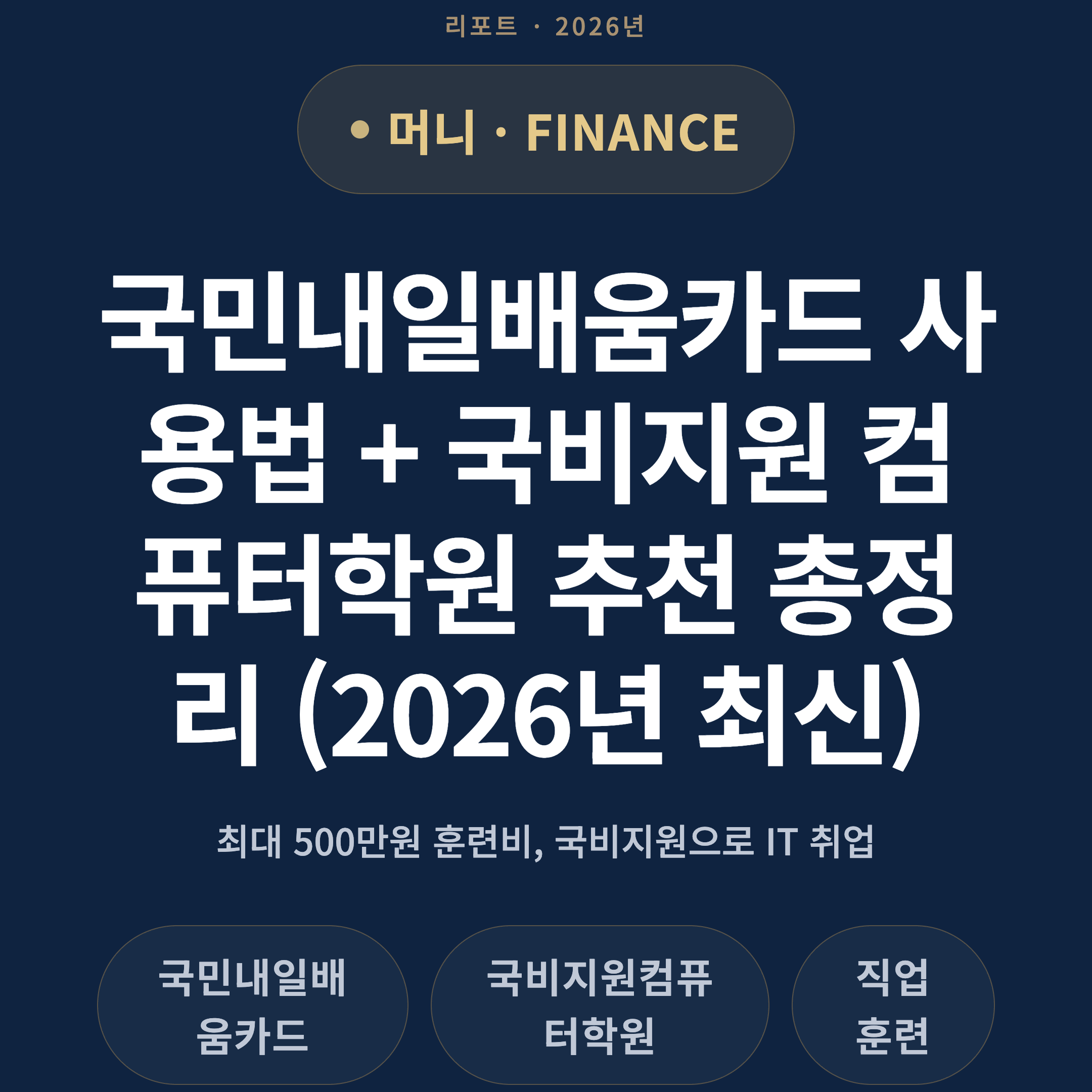 국민내일배움카드 사용법 + 국비지원 컴퓨터학원 추천 총정리 (2026년 최신)