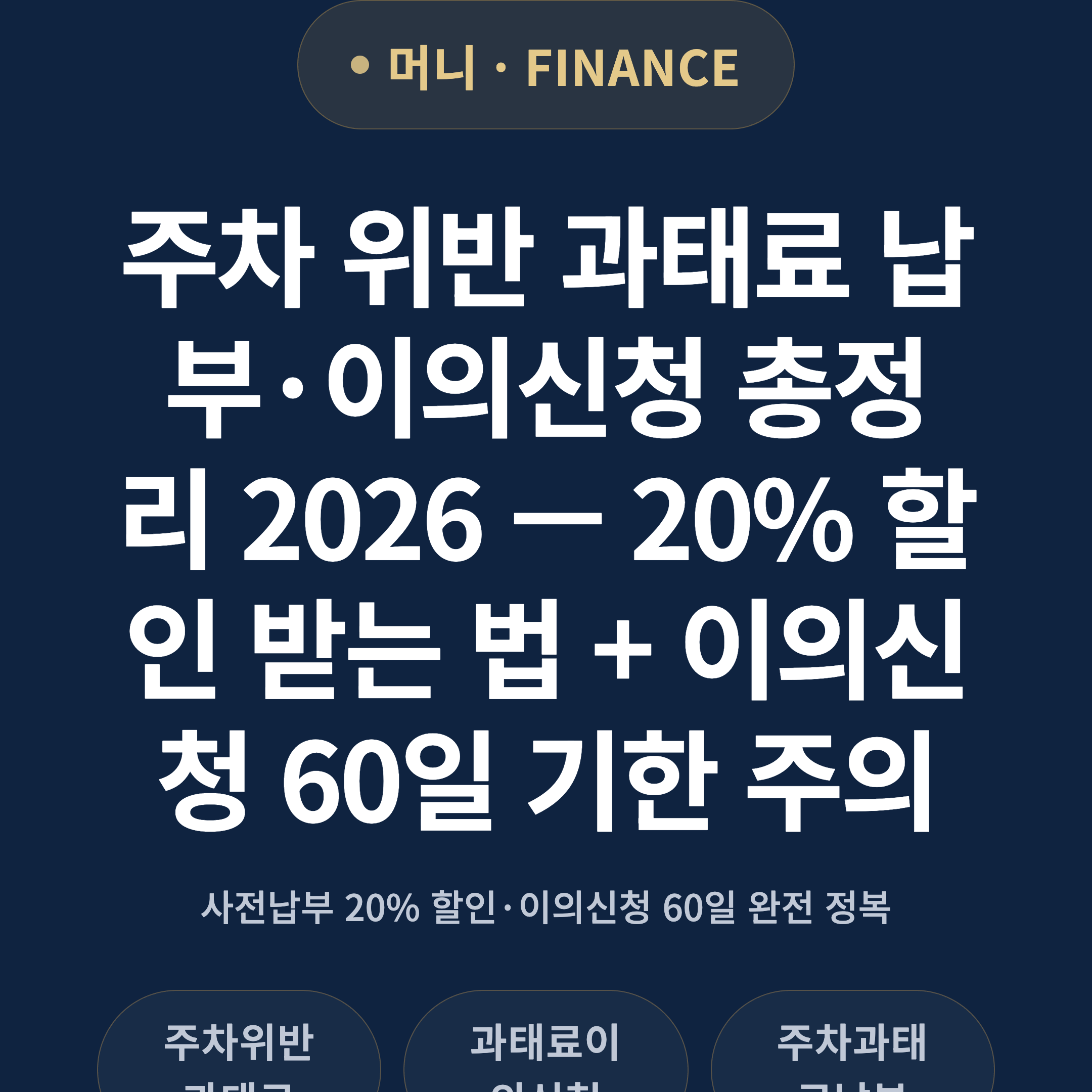 주차 위반 과태료 납부·이의신청 총정리 2026 — 20% 할인 받는 법 + 이의신청 60일 기한 주의