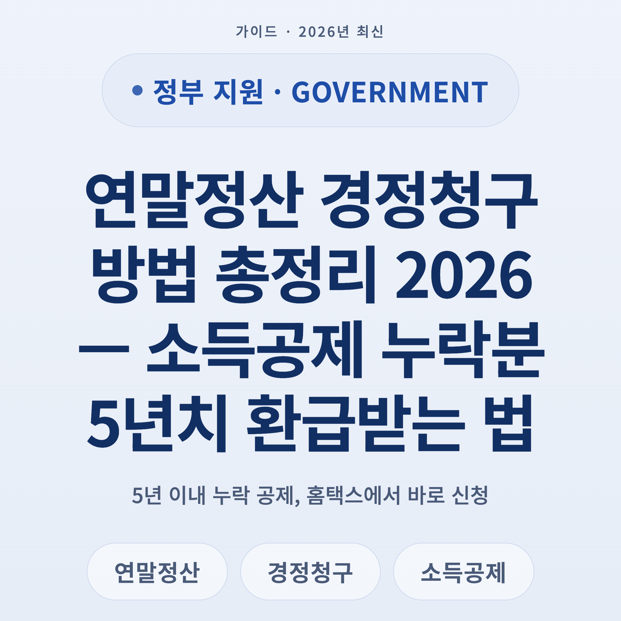 연말정산 경정청구 방법 총정리 2026 — 소득공제 누락분 5년치 환급받는 법