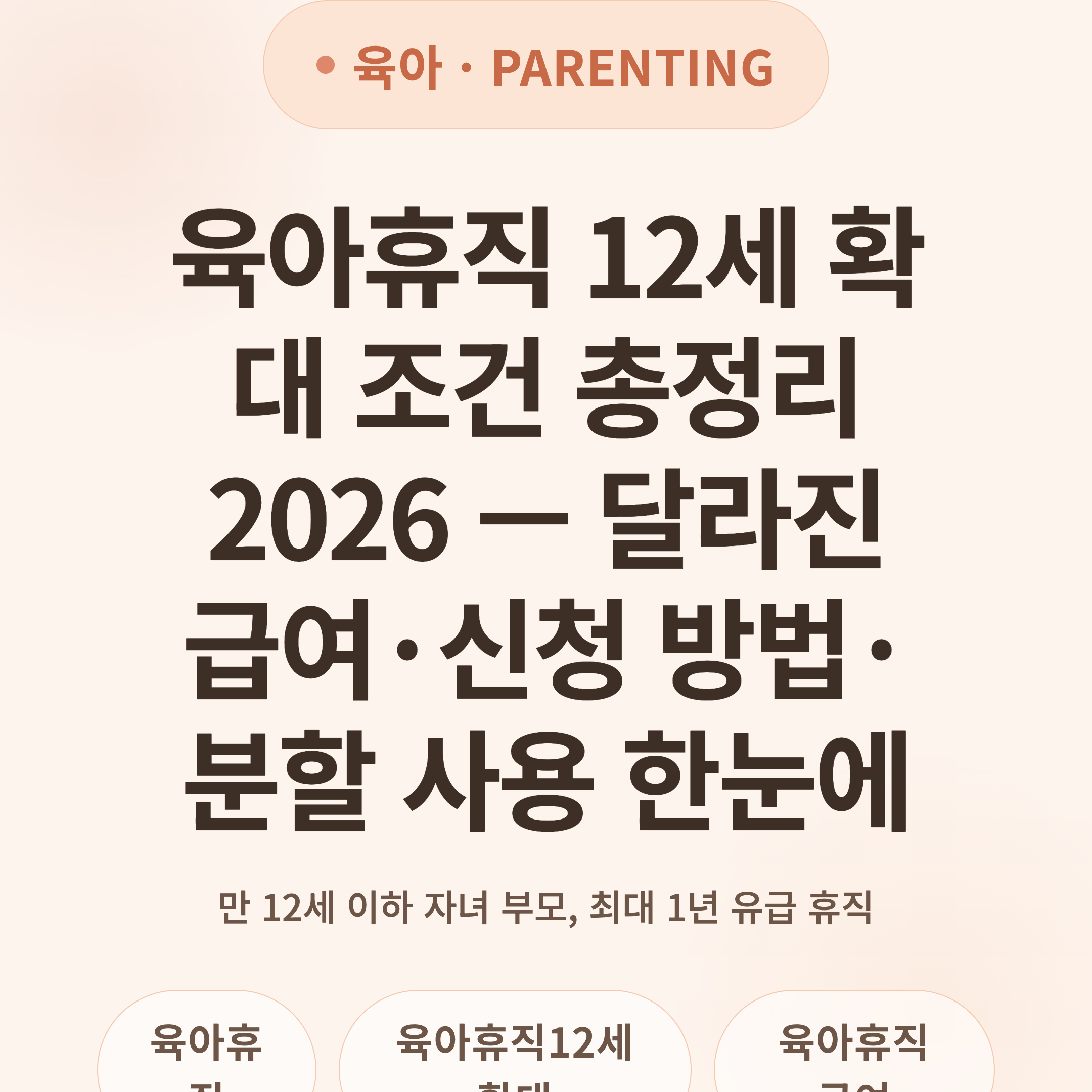 육아휴직 12세 확대 조건 총정리 2026 — 달라진 급여·신청 방법·분할 사용 한눈에