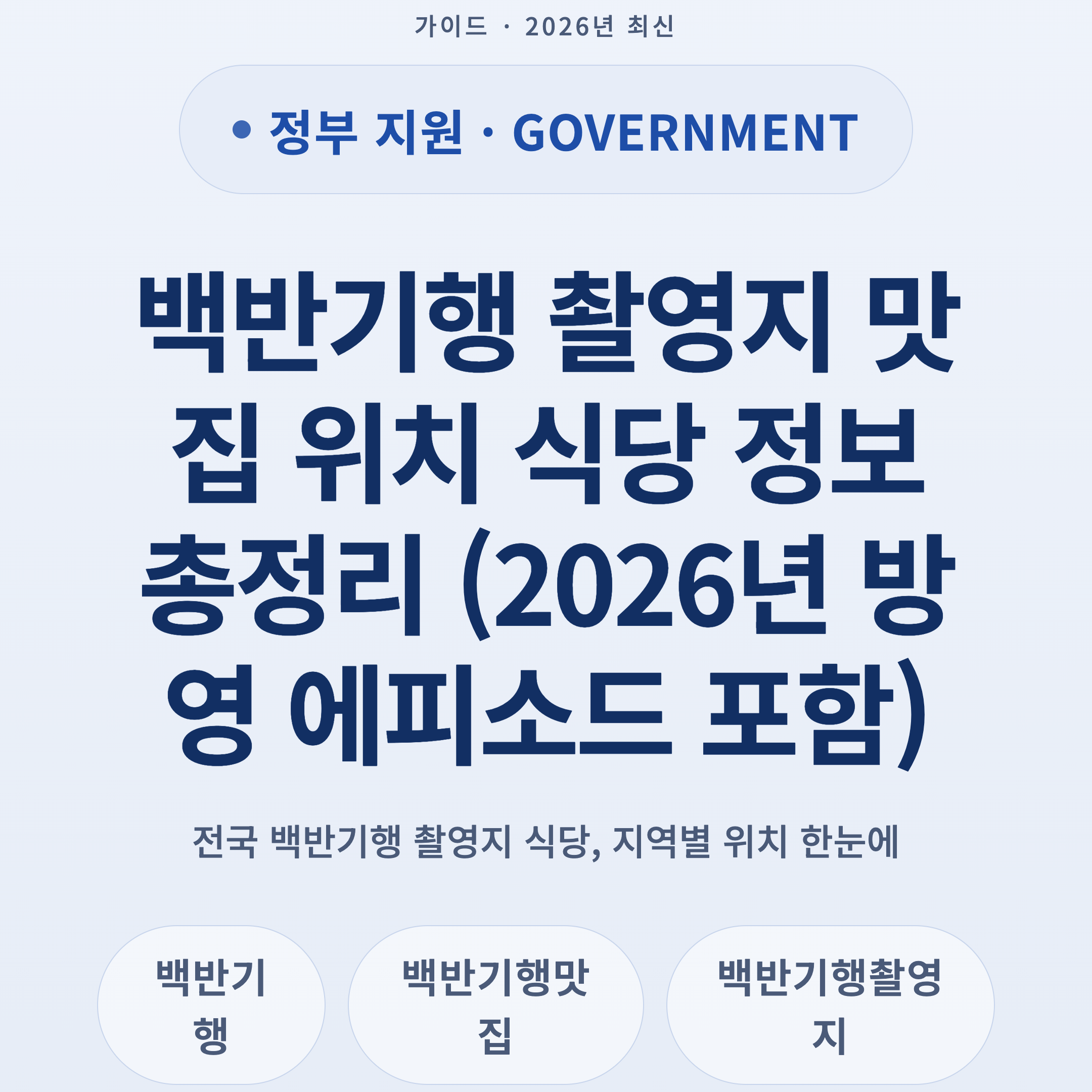 백반기행 촬영지 맛집 위치 식당 정보 총정리 (2026년 방영 에피소드 포함)