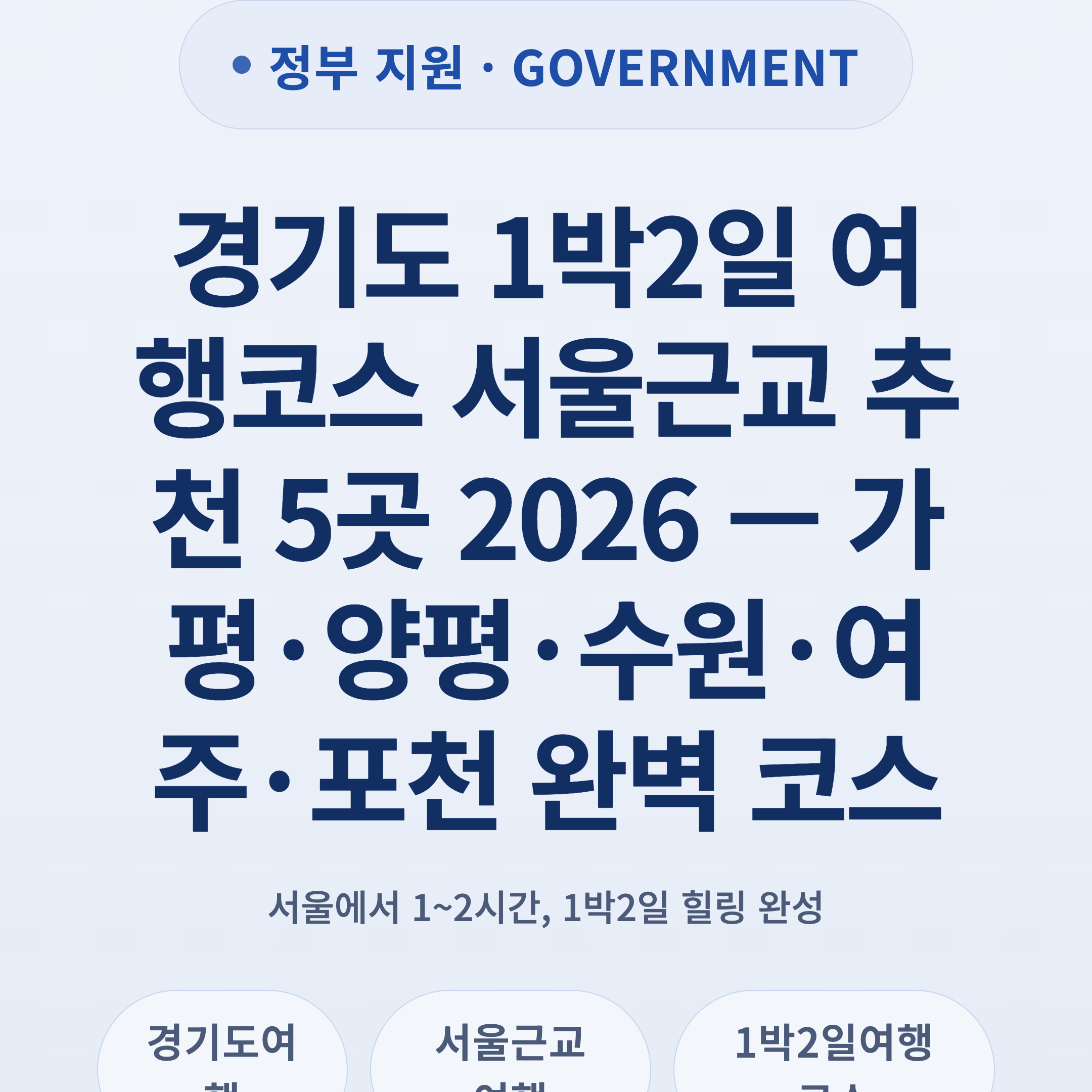 경기도 1박2일 여행코스 서울근교 추천 5곳 2026 — 가평·양평·수원·여주·포천 완벽 코스