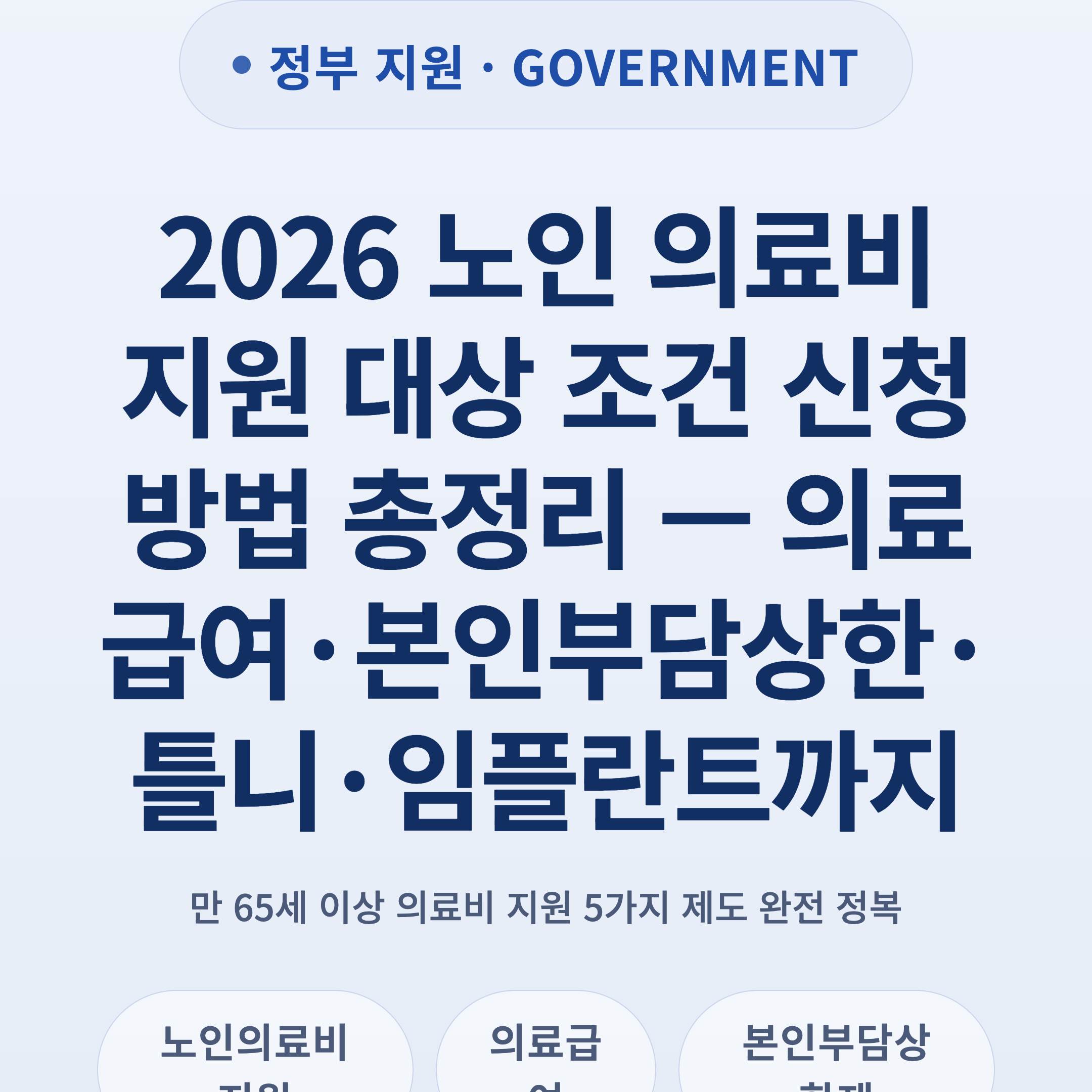 2026 노인 의료비 지원 대상 조건 신청 방법 총정리 — 의료급여·본인부담상한·틀니·임플란트까지