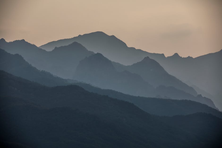 Serene misty mountains in Yangyang, South Korea showcasing tranquil natural beauty.