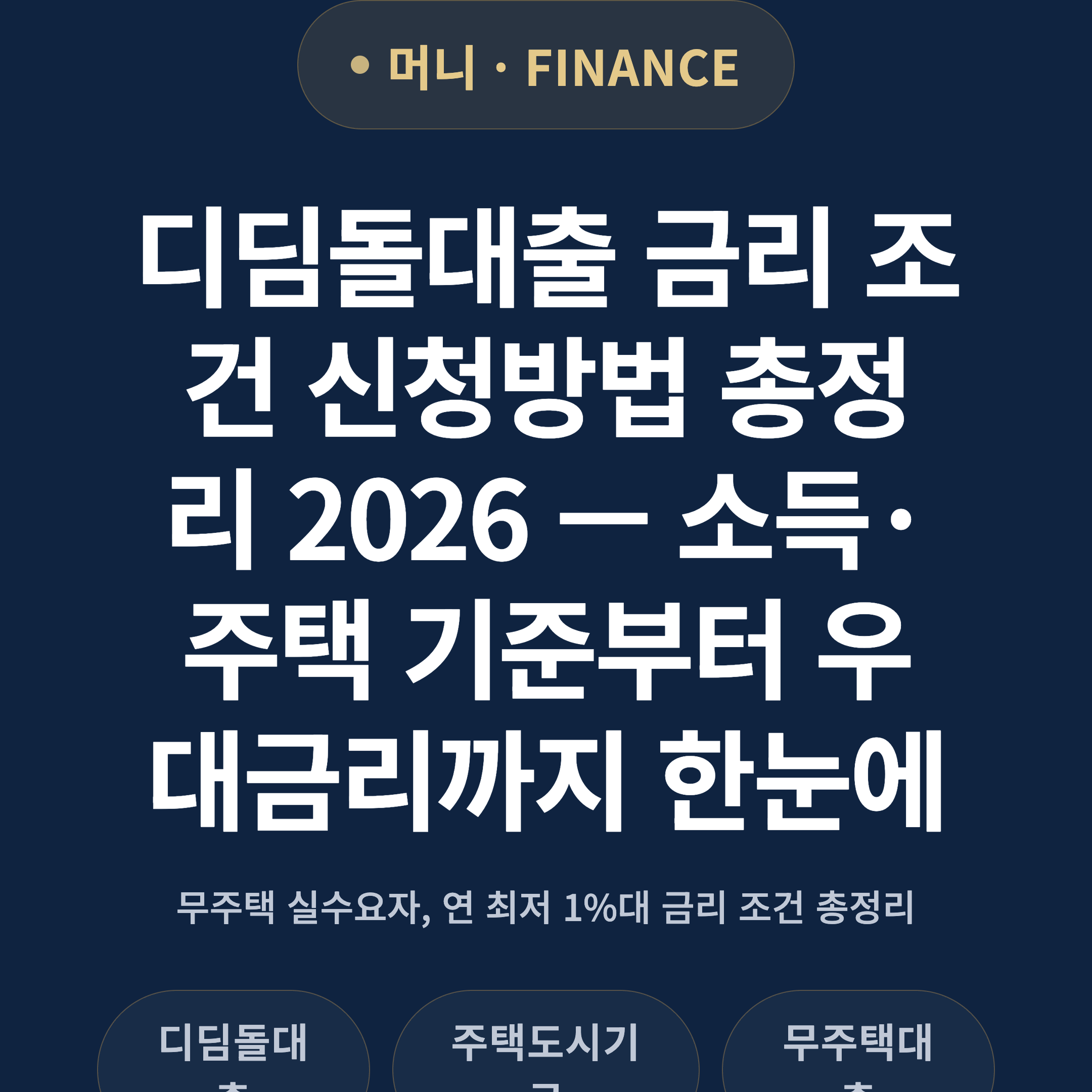 디딤돌대출 금리 조건 신청방법 총정리 2026 — 소득·주택 기준부터 우대금리까지 한눈에