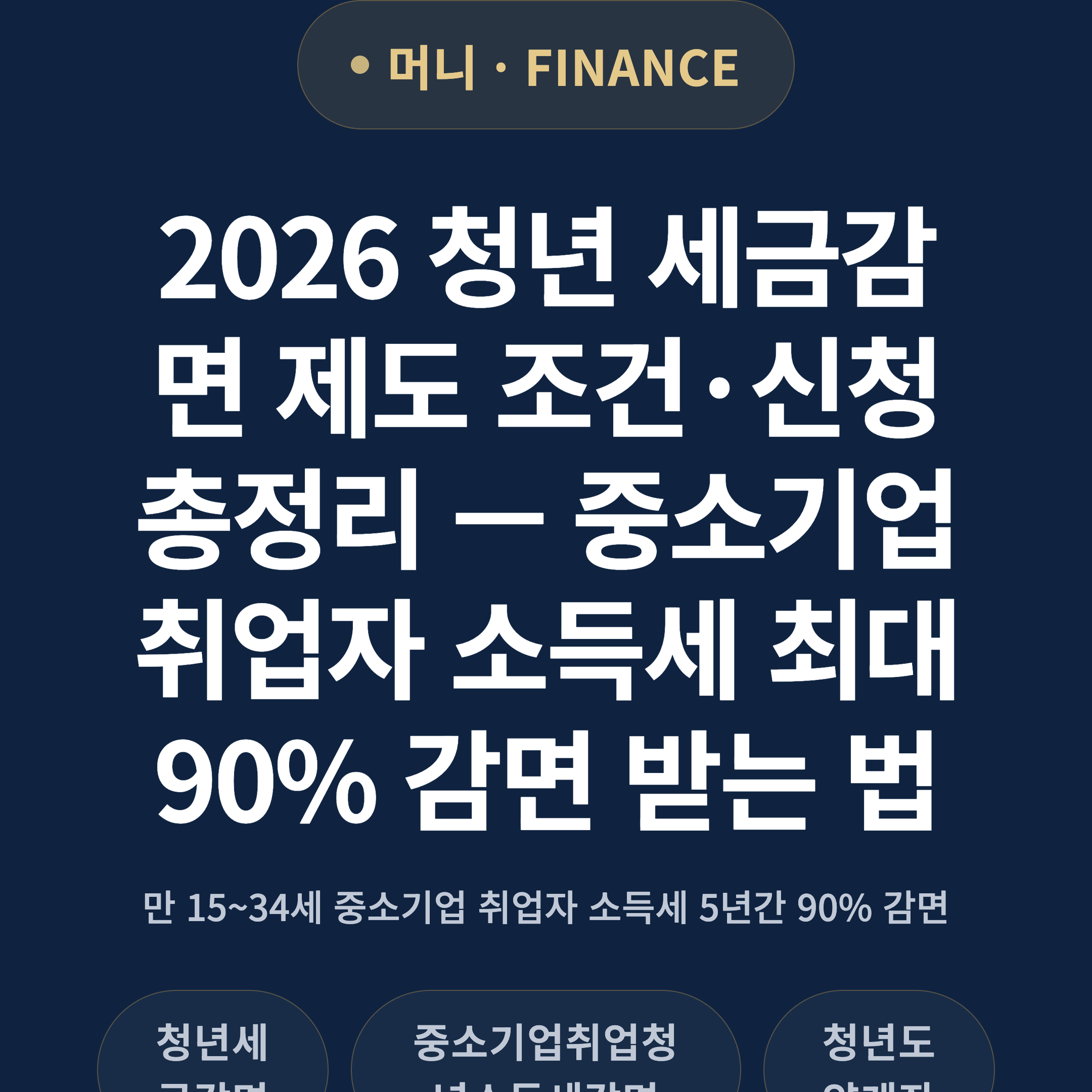 2026 청년 세금감면 제도 조건·신청 총정리 — 중소기업 취업자 소득세 최대 90% 감면 받는 법