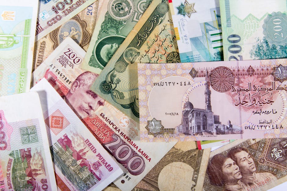 A vibrant collection of various international banknotes showcasing global diversity.