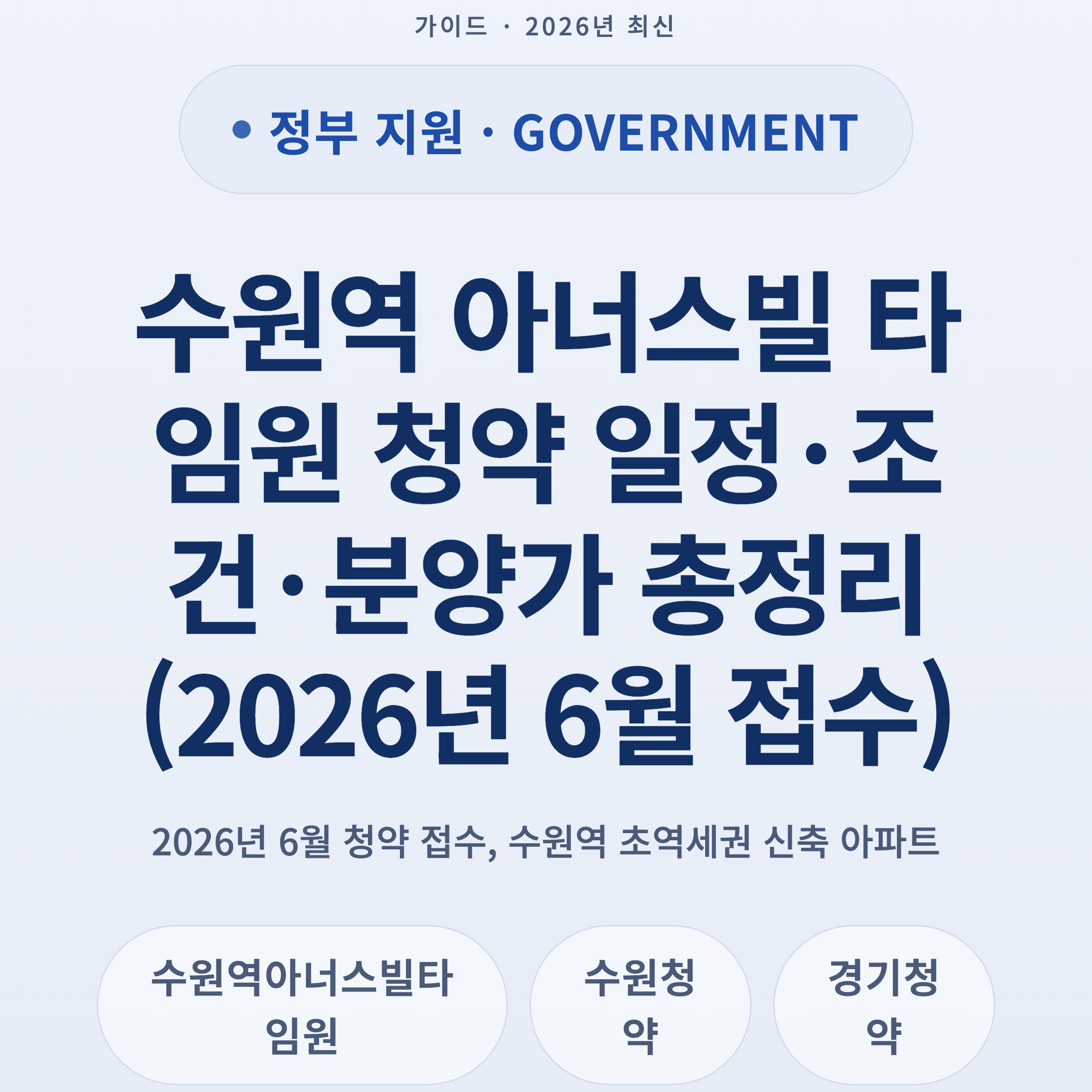 수원역 아너스빌 타임원 청약 일정·조건·분양가 총정리 (2026년 6월 접수)