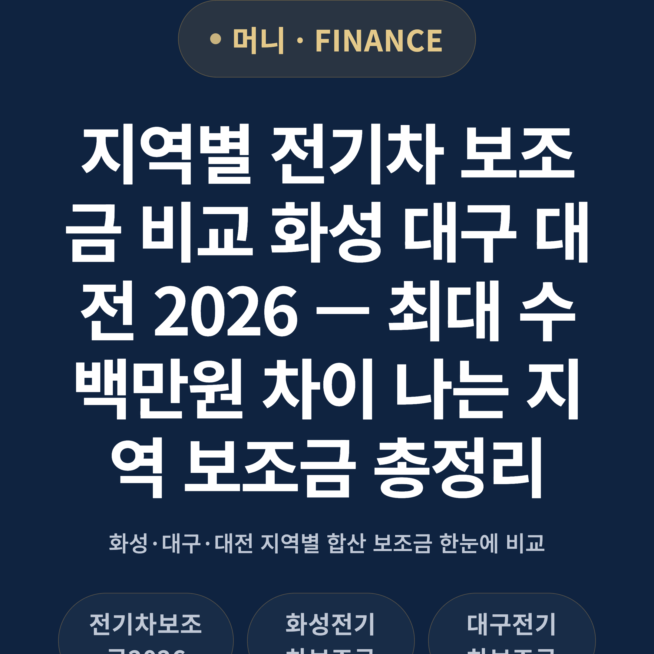 지역별 전기차 보조금 비교 화성 대구 대전 2026 — 최대 수백만원 차이 나는 지역 보조금 총정리