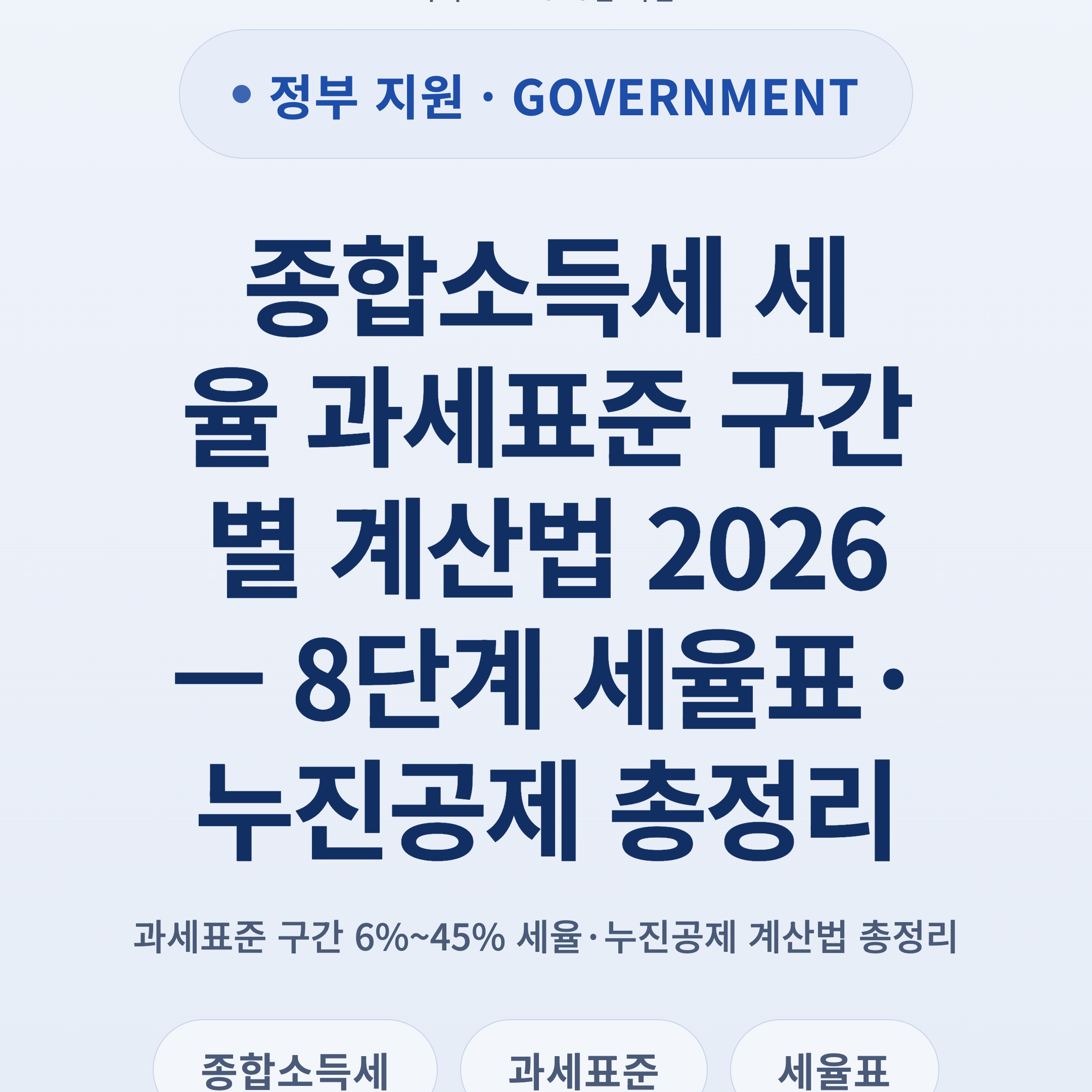 종합소득세 세율 과세표준 구간별 계산법 2026 — 8단계 세율표·누진공제 총정리