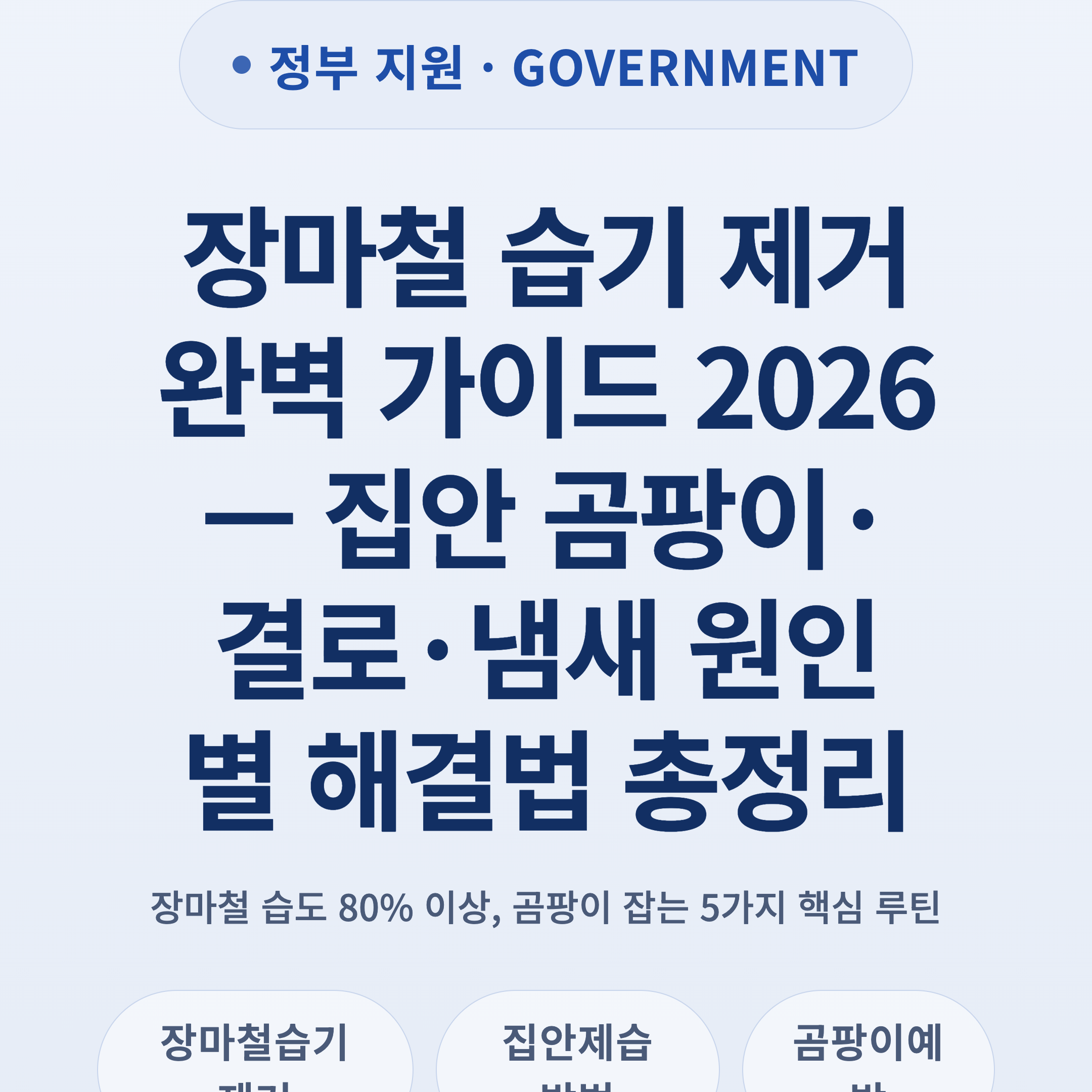 장마철 습기 제거 완벽 가이드 2026 — 집안 곰팡이·결로·냄새 원인별 해결법 총정리
