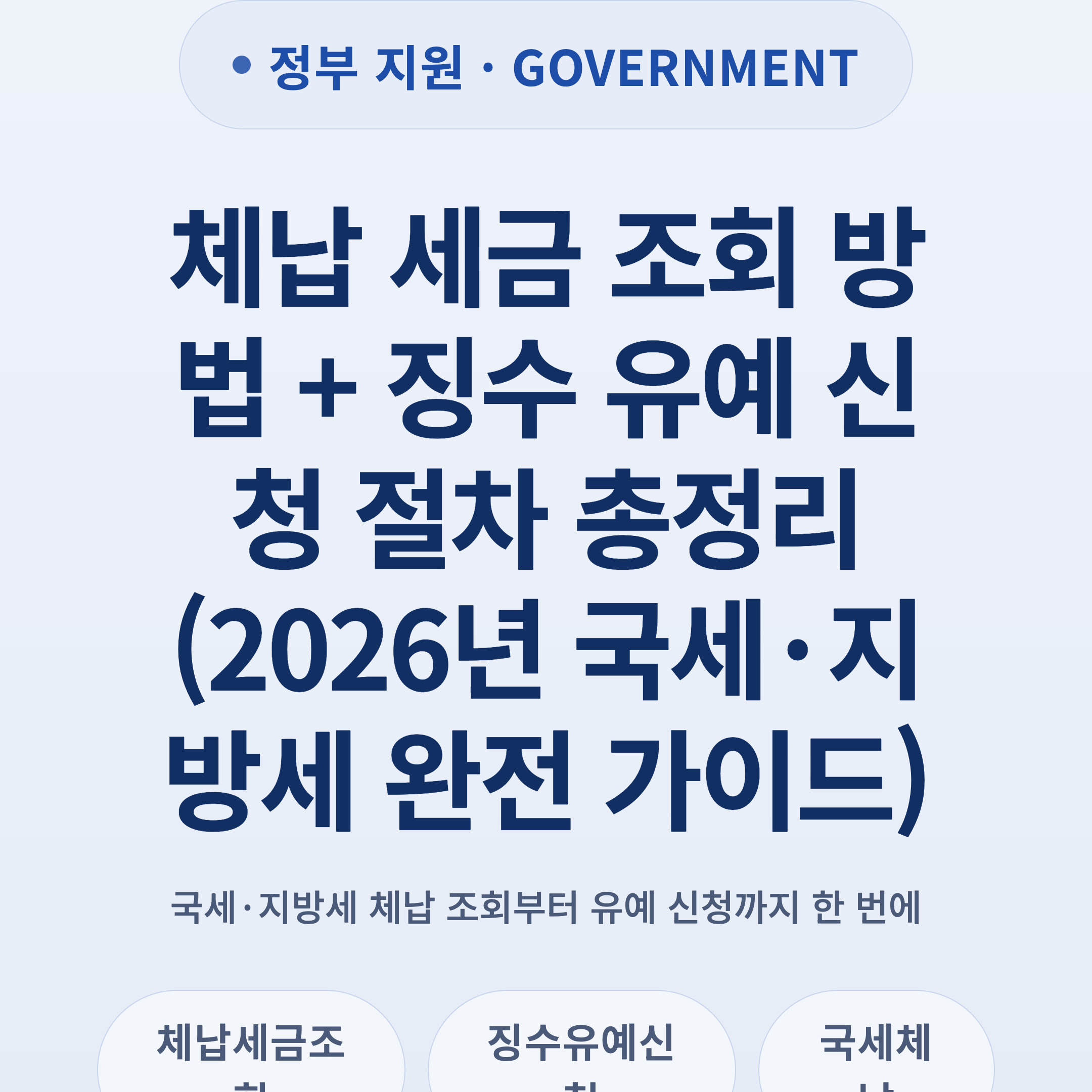 체납 세금 조회 방법 + 징수 유예 신청 절차 총정리 (2026년 국세·지방세 완전 가이드)
