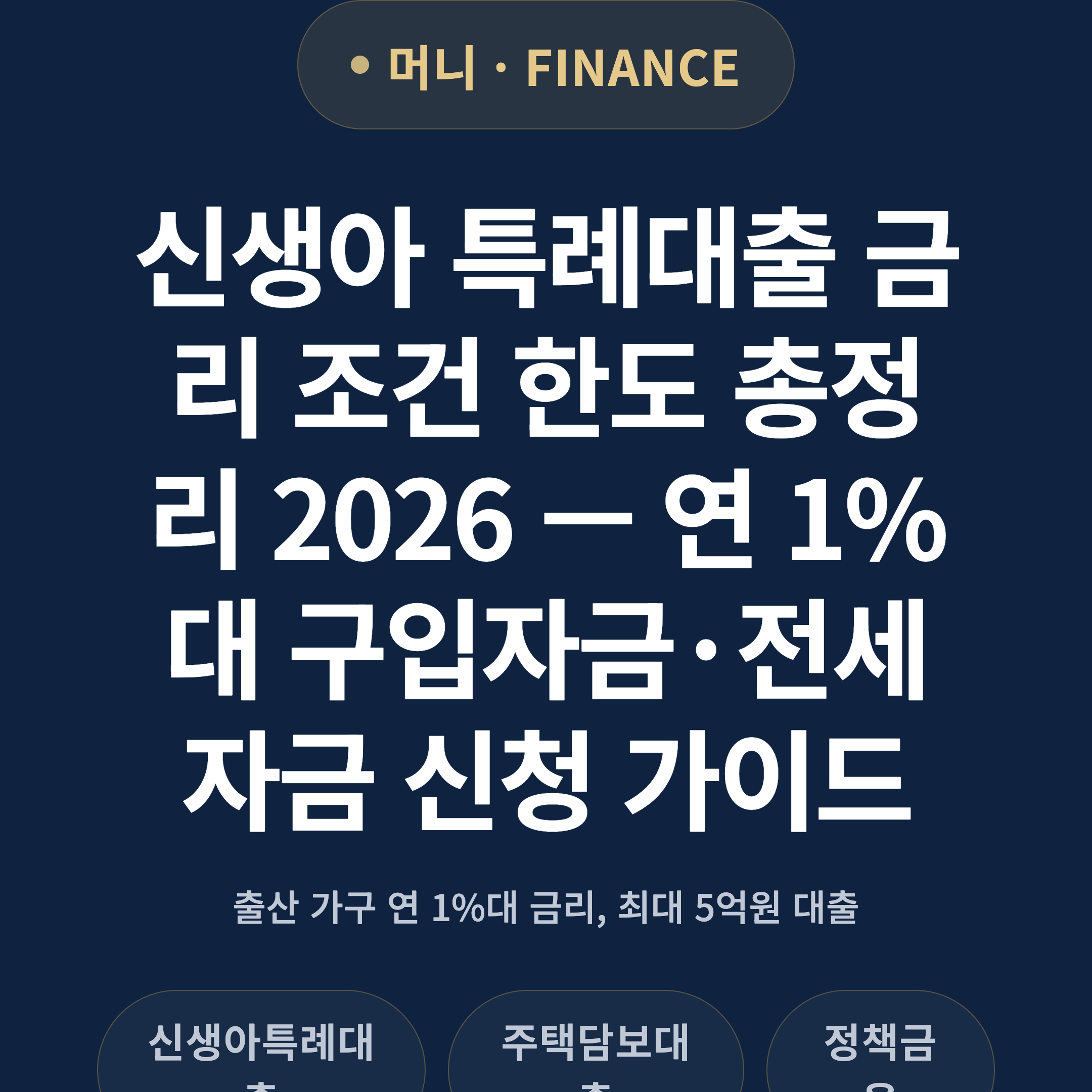 신생아 특례대출 금리 조건 한도 총정리 2026 — 연 1%대 구입자금·전세자금 신청 가이드