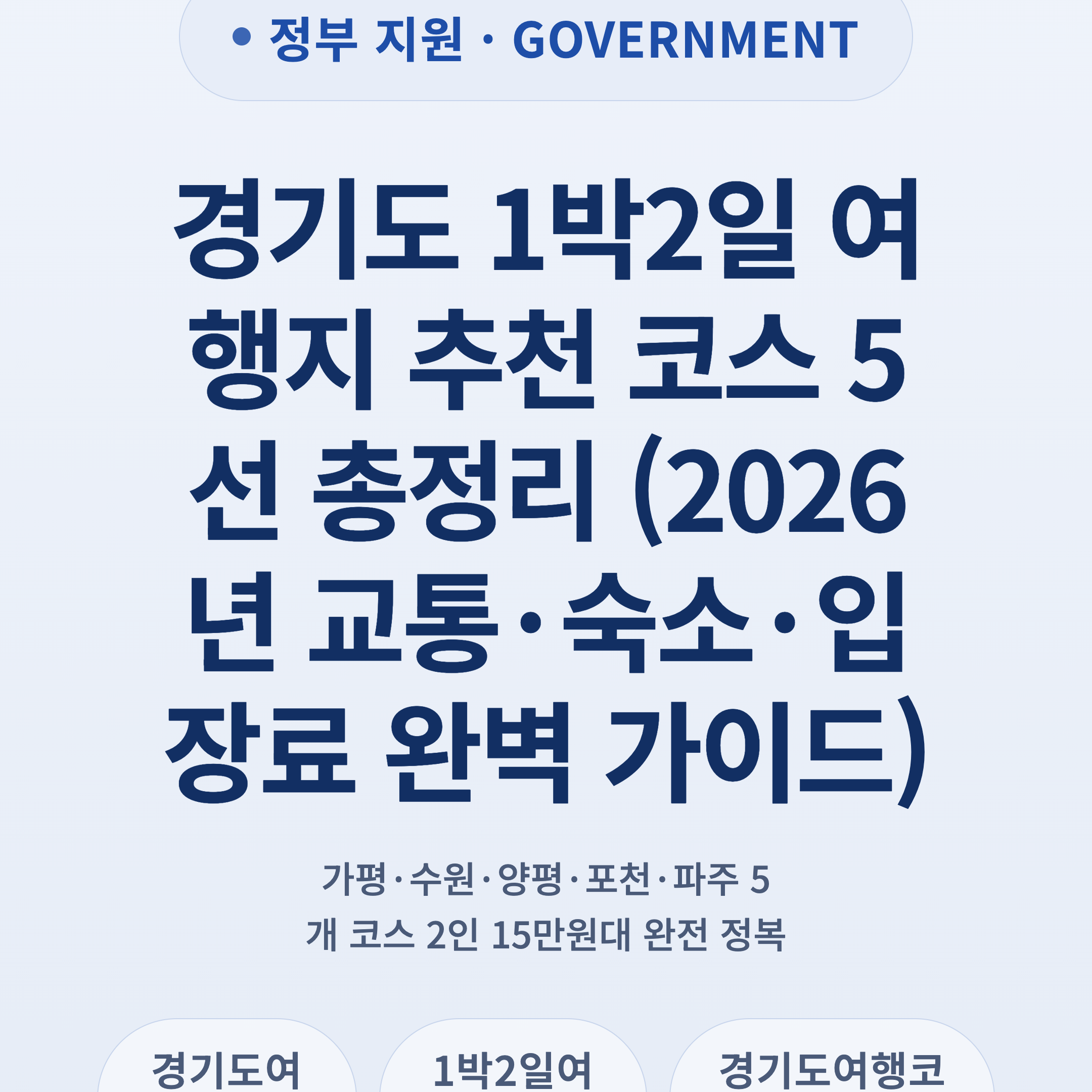 경기도 1박2일 여행지 추천 코스 5선 총정리 (2026년 교통·숙소·입장료 완벽 가이드)