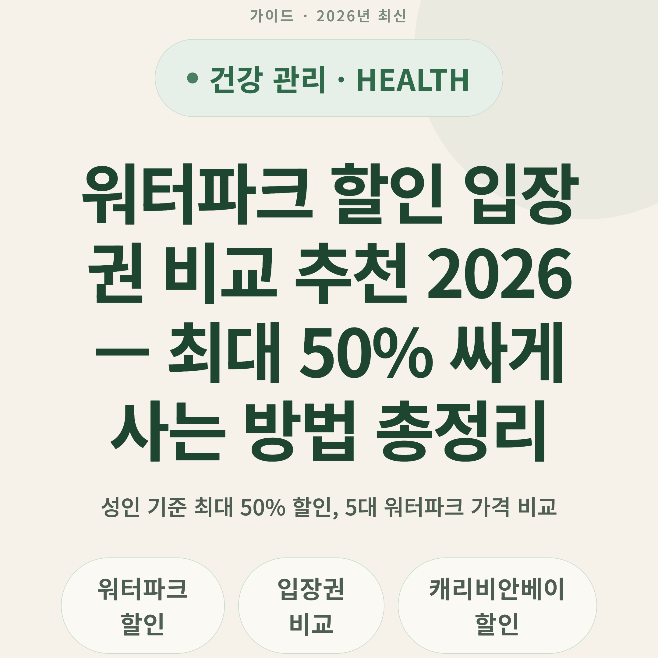 워터파크 할인 입장권 비교 추천 2026 — 최대 50% 싸게 사는 방법 총정리