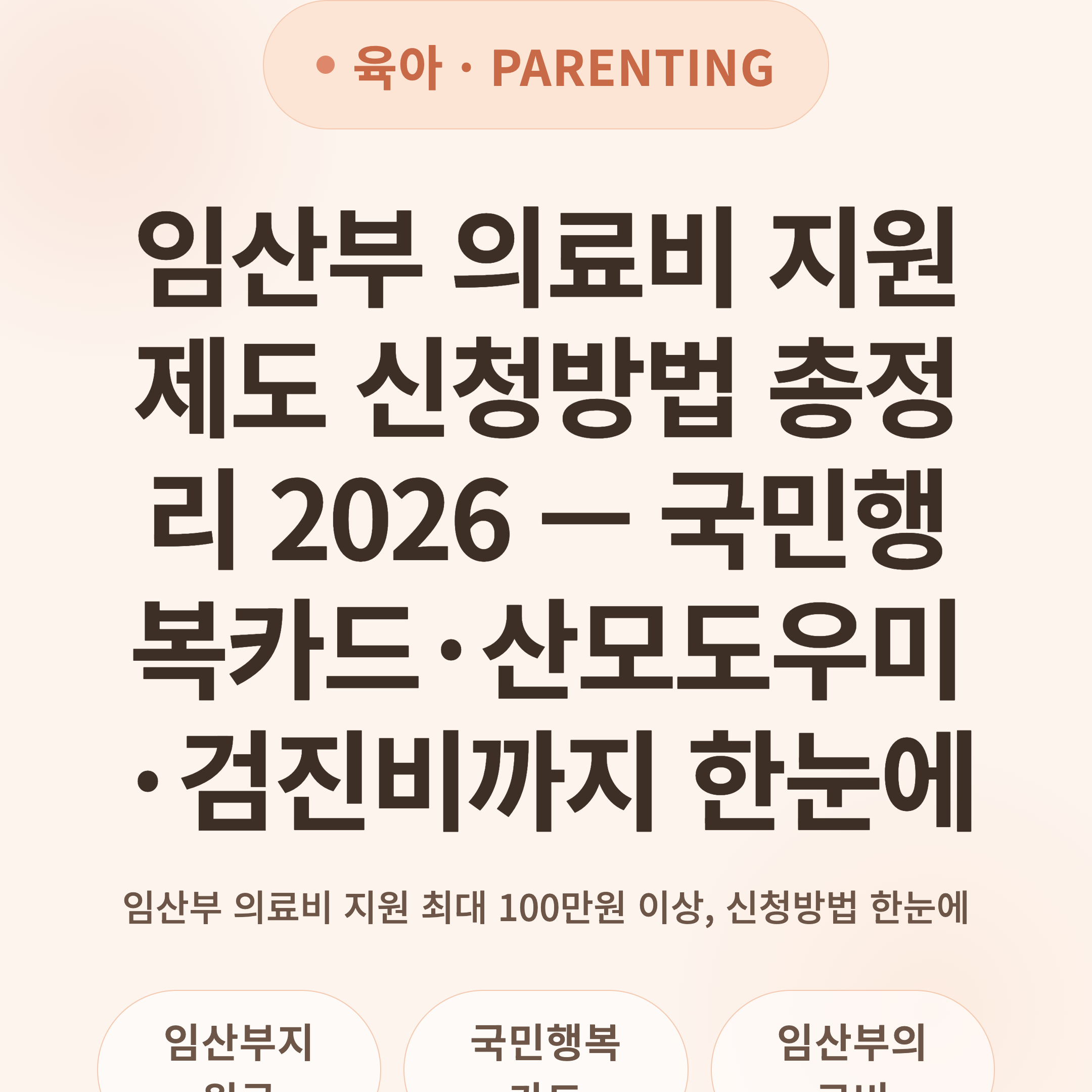 임산부 의료비 지원제도 신청방법 총정리 2026 — 국민행복카드·산모도우미·검진비까지 한눈에