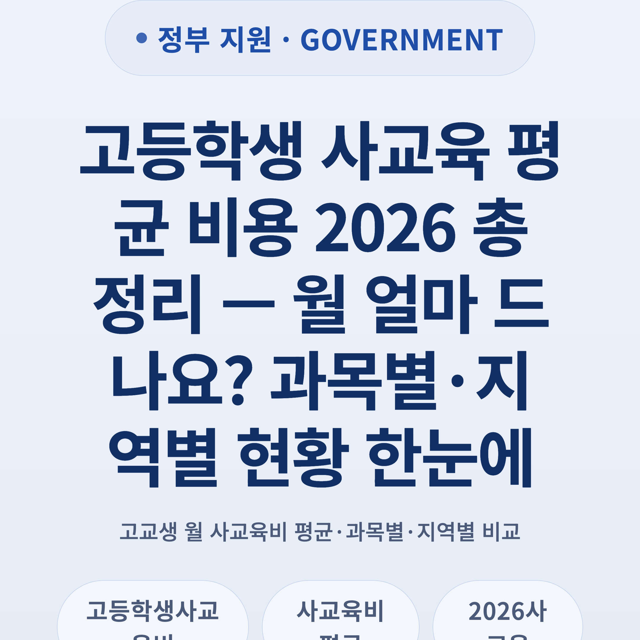 고등학생 사교육 평균 비용 2026 총정리 — 월 얼마 드나요? 과목별·지역별 현황 한눈에