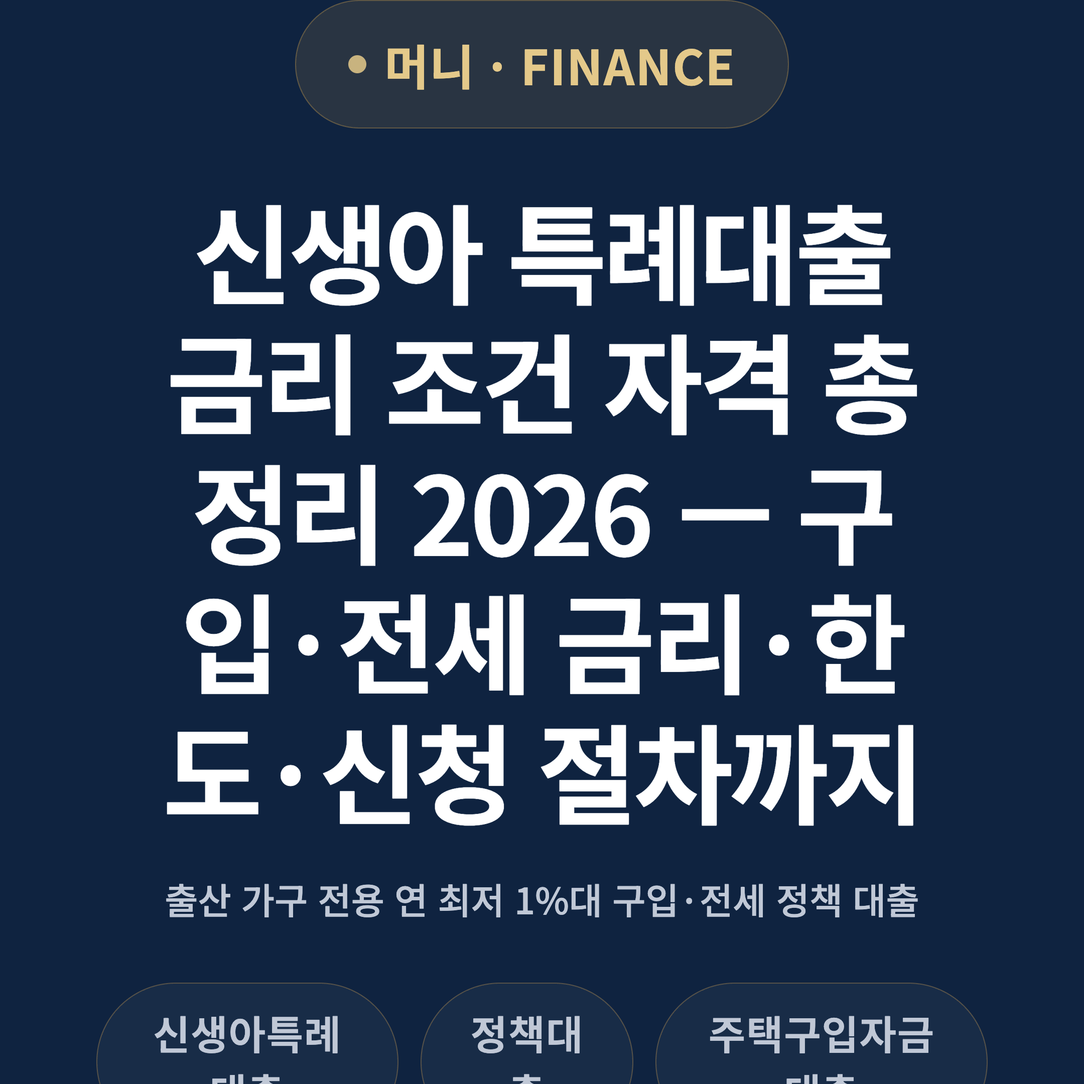 신생아 특례대출 금리 조건 자격 총정리 2026 — 구입·전세 금리·한도·신청 절차까지