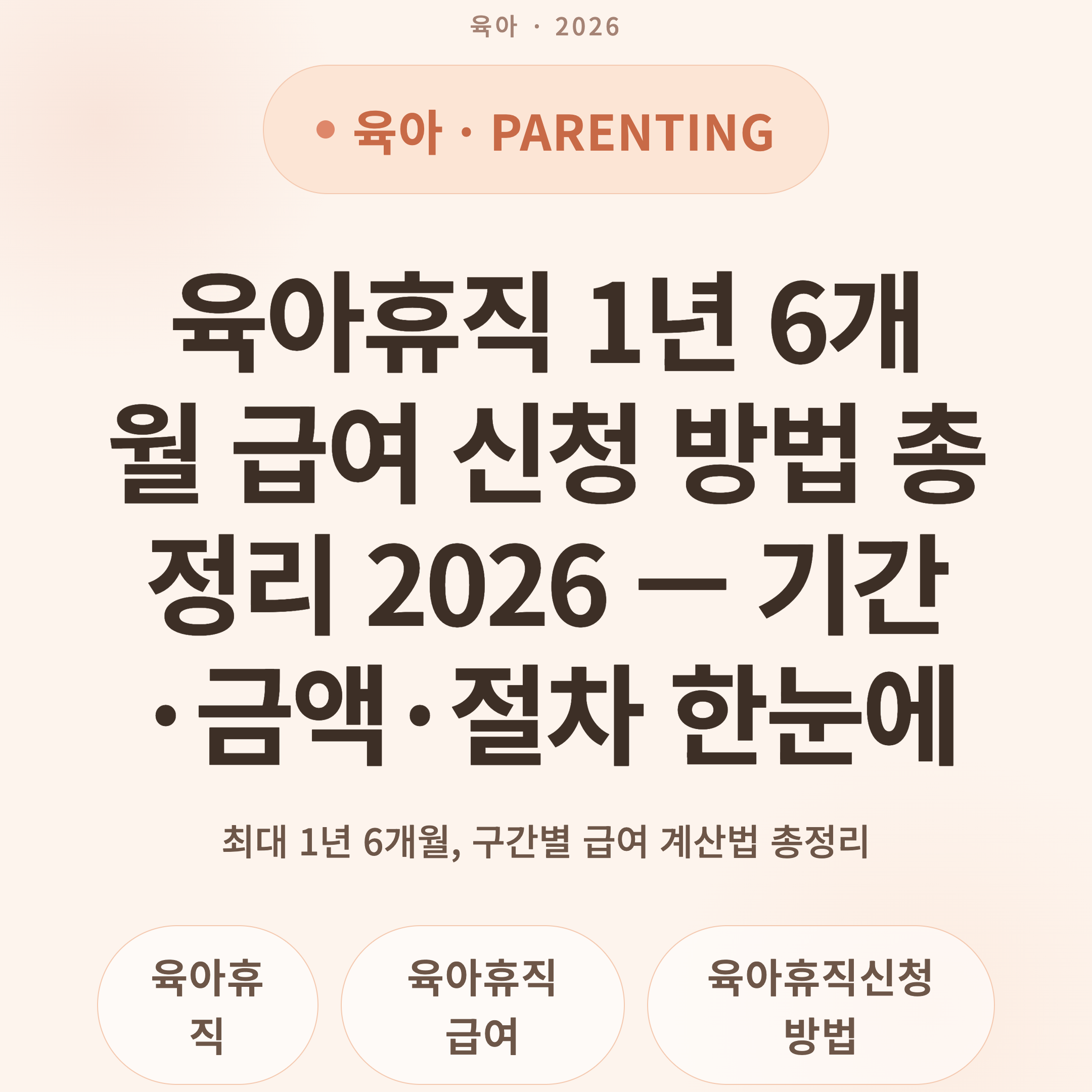 육아휴직 1년 6개월 급여 신청 방법 총정리 2026 — 기간·금액·절차 한눈에