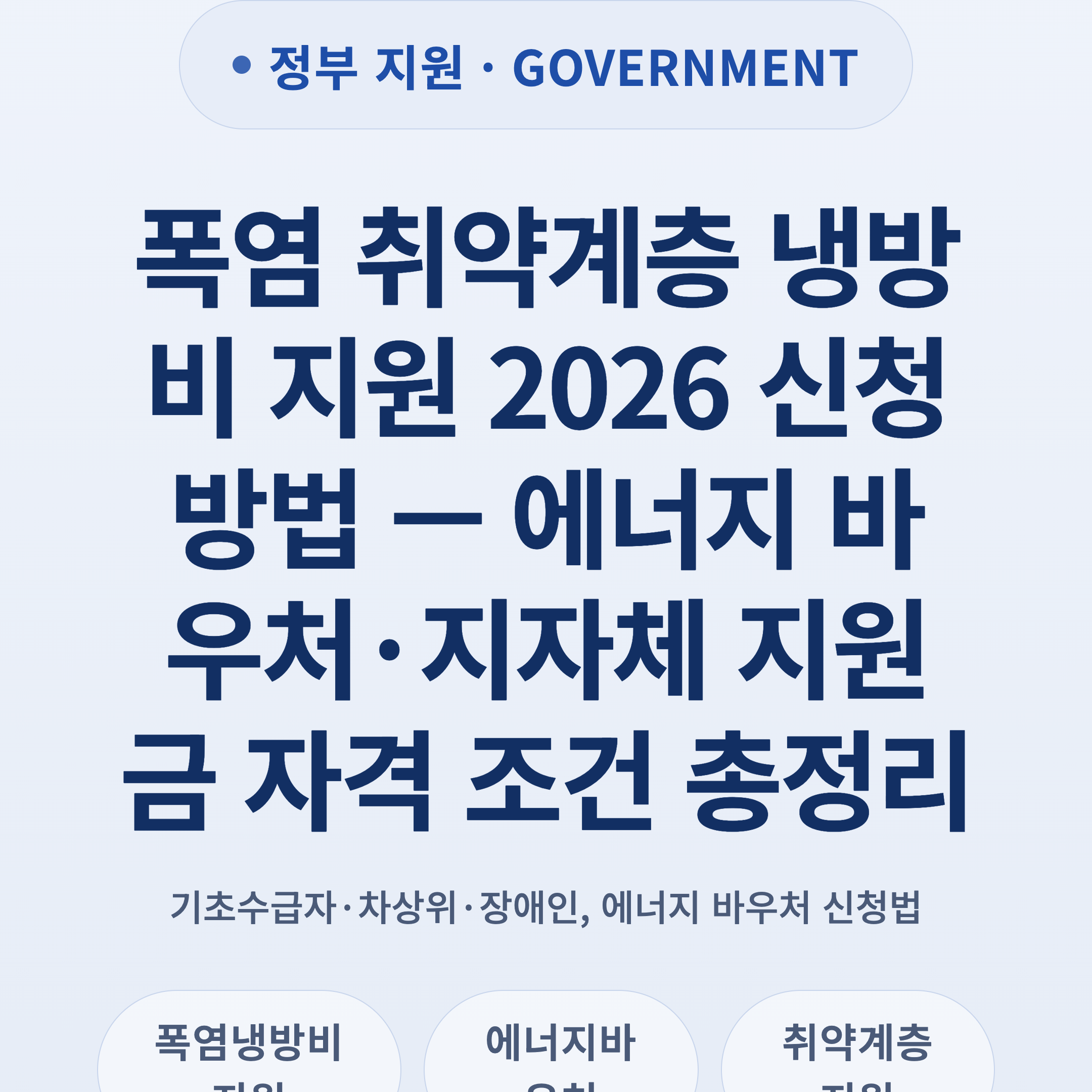 폭염 취약계층 냉방비 지원 2026 신청 방법 — 에너지 바우처·지자체 지원금 자격 조건 총정리